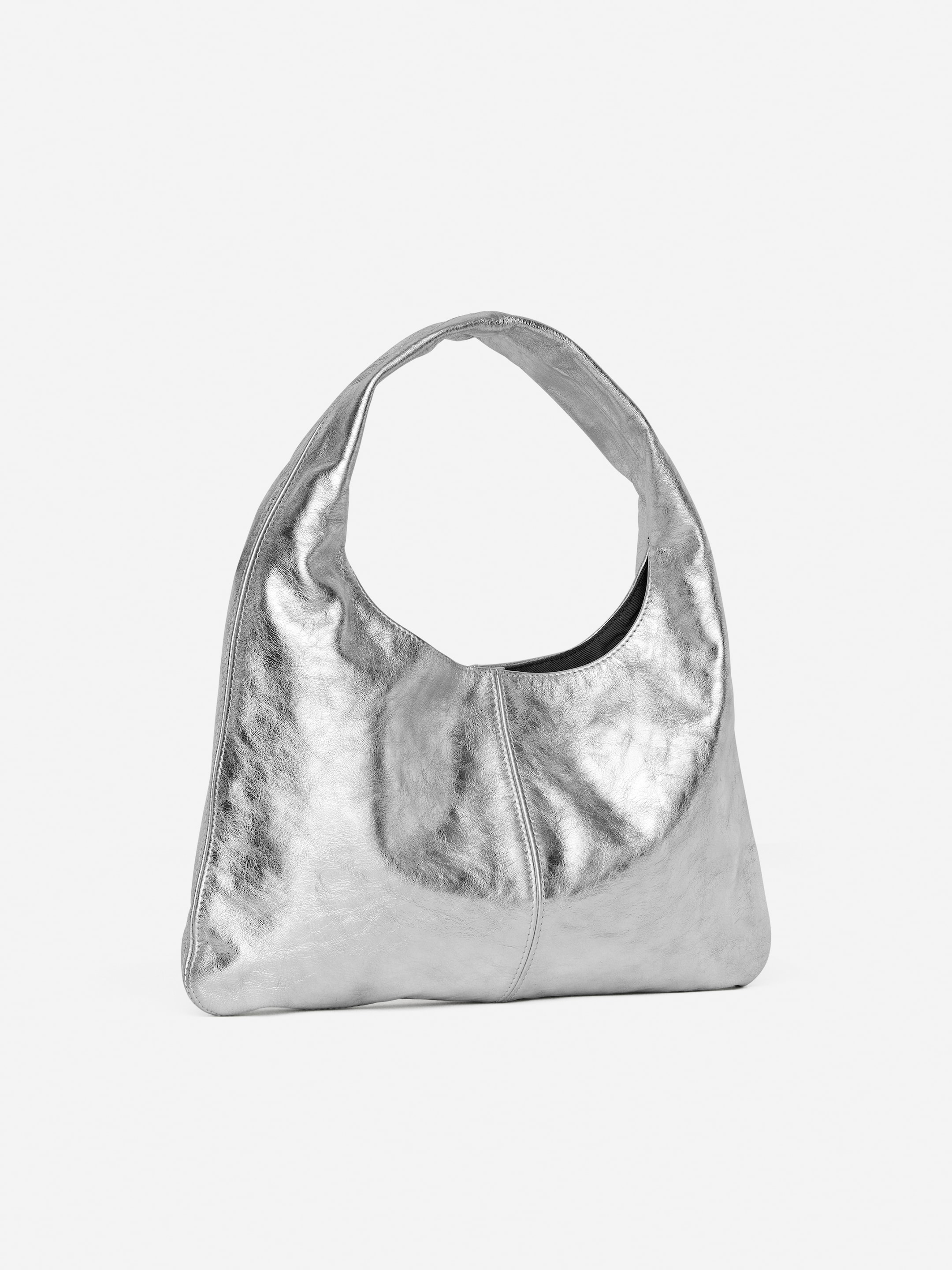 Slouchy Leather Bag - Silver - women - StillMedia/DescriptiveStillLife - 4