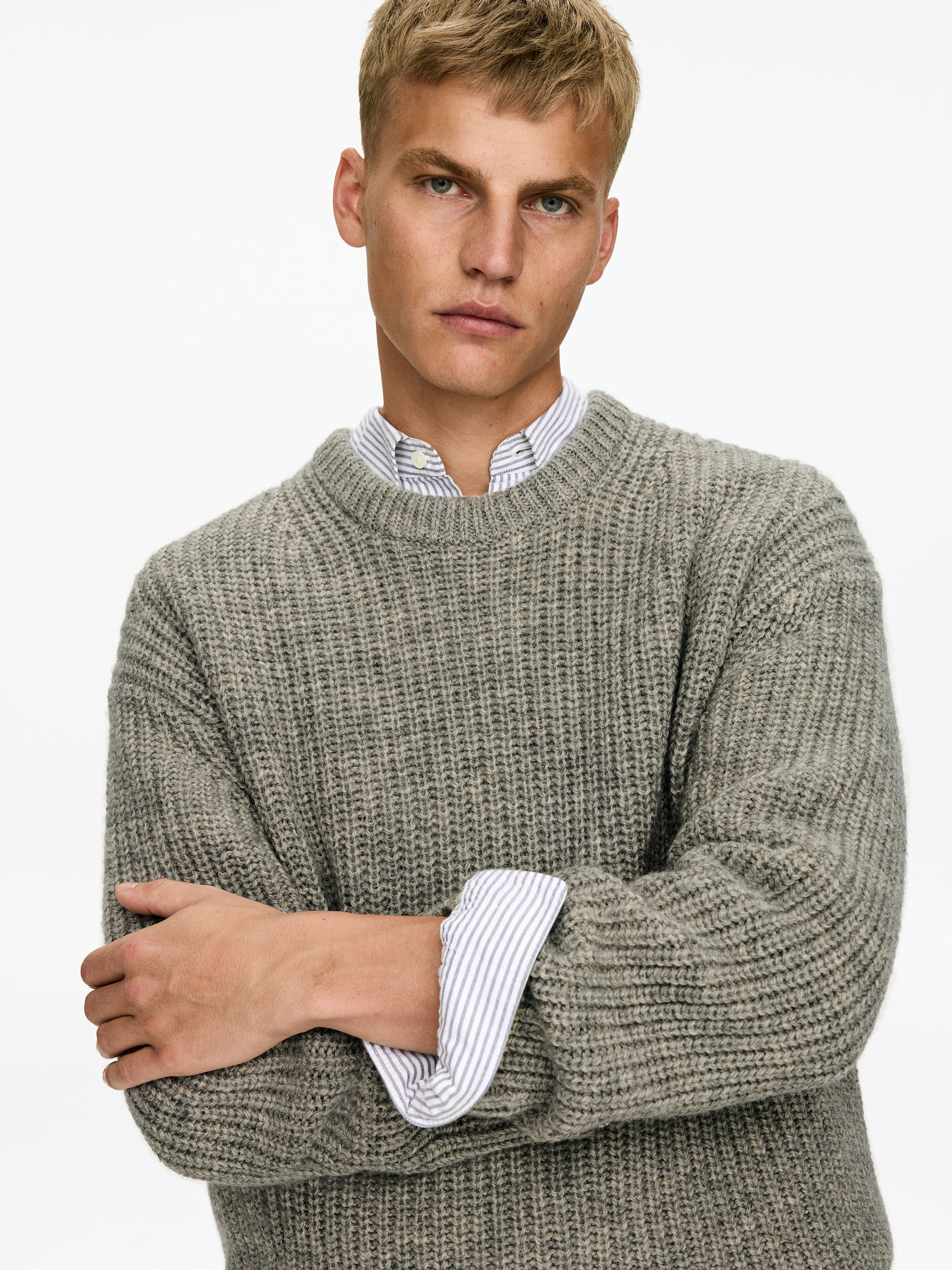 Wool Jumper - Grey Melange - Loose fit - Men - StillMedia/Lookbook - 5