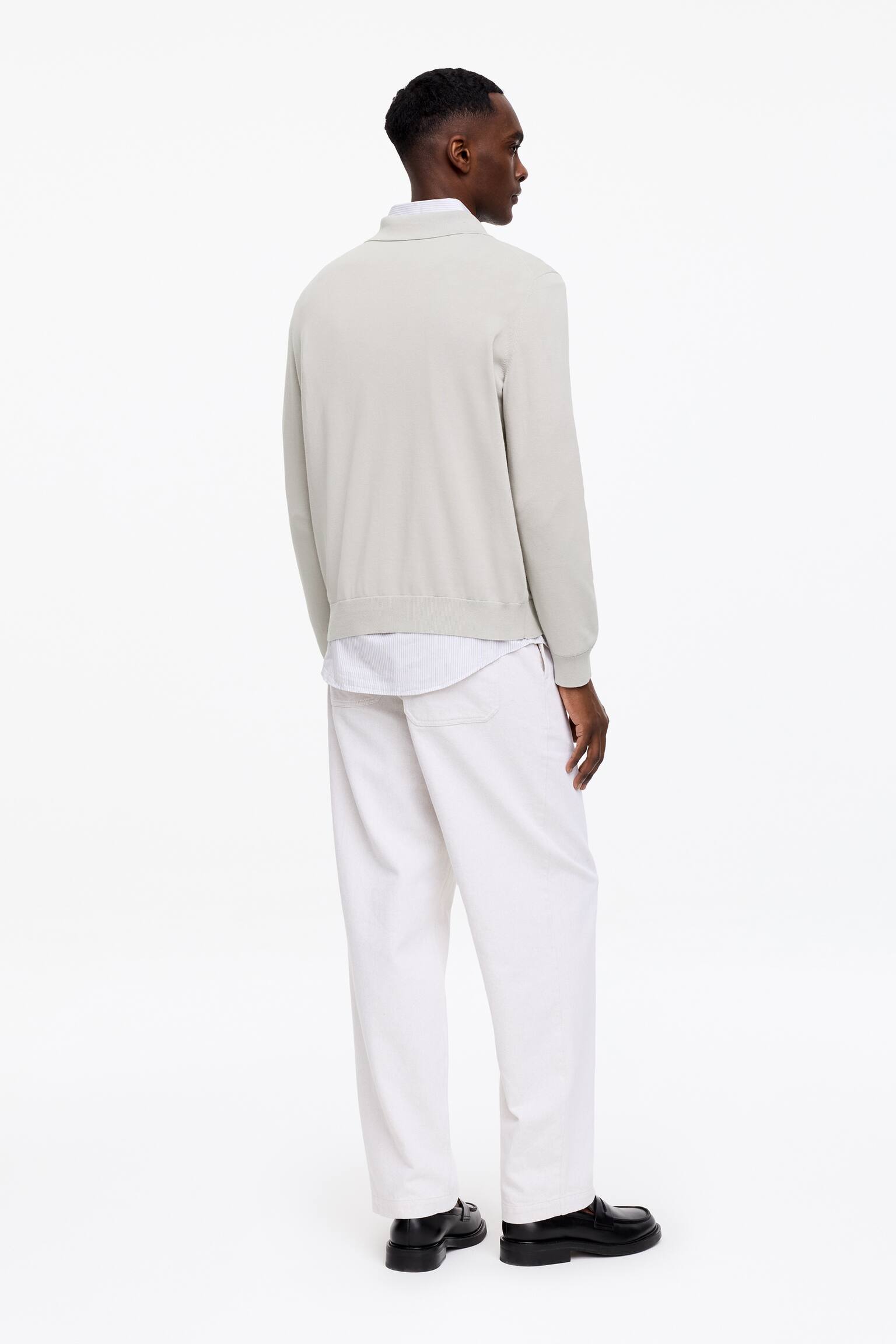 Polo en coton - Taupe clair/Marron foncé - 4