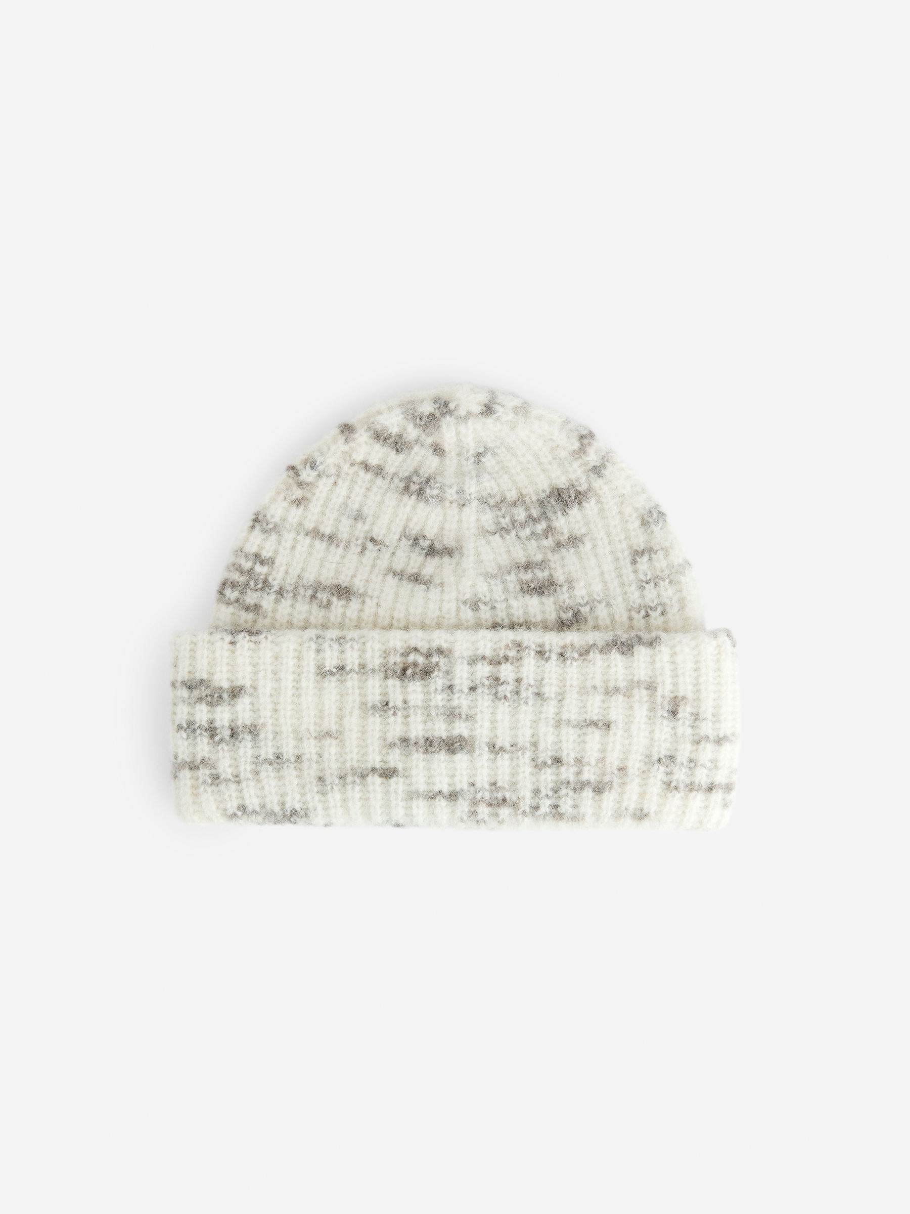 Space-Dyed Chunky Beanie - White/Black Melange - Women - StillMedia/DescriptiveStillLife - 1