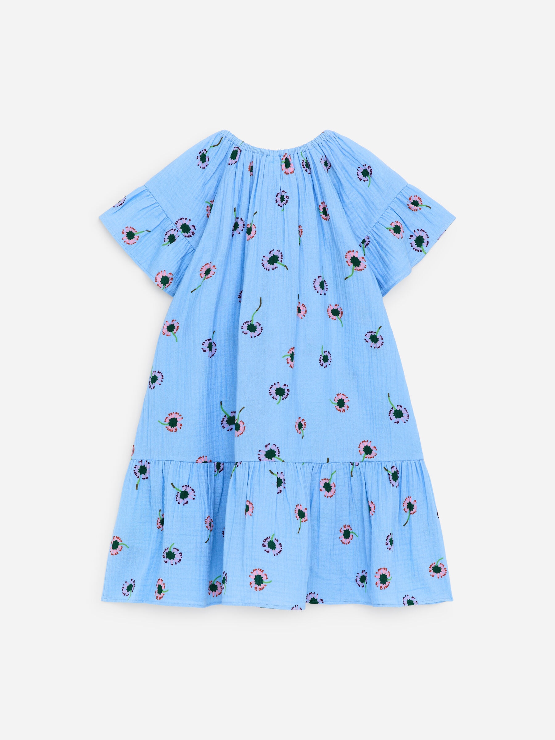 Kleid aus Baumwollmusselin mit Volants - Hellblau/Blumen - Relaxed Fit - Kinder - StillMedia/DescriptiveStillLife - 2