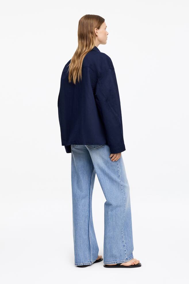 Linen-Cotton Overshirt-Dark Blue - 5