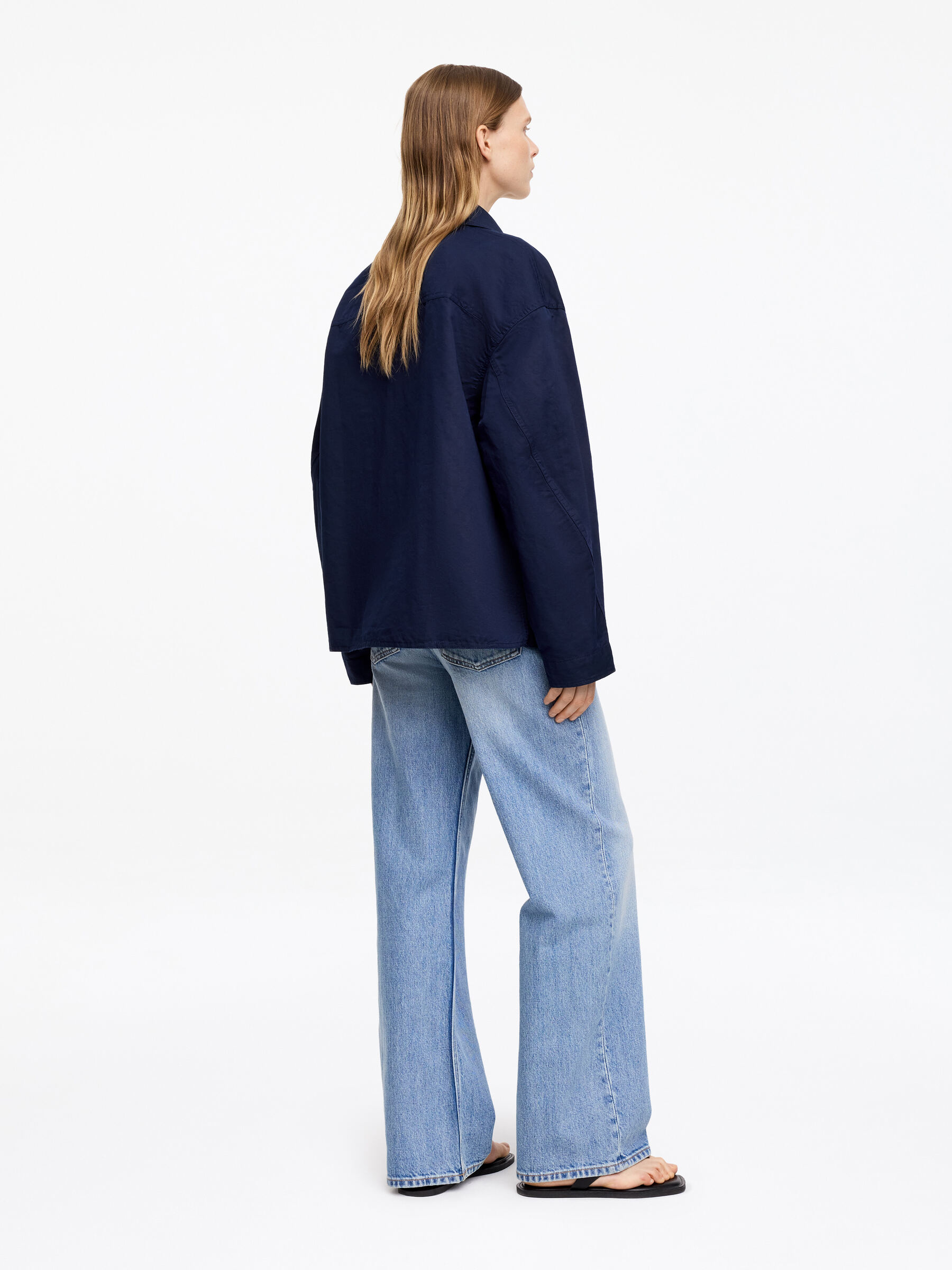 Linen-Cotton Overshirt - Dark Blue - Loose fit - Women - StillMedia/Lookbook - 4