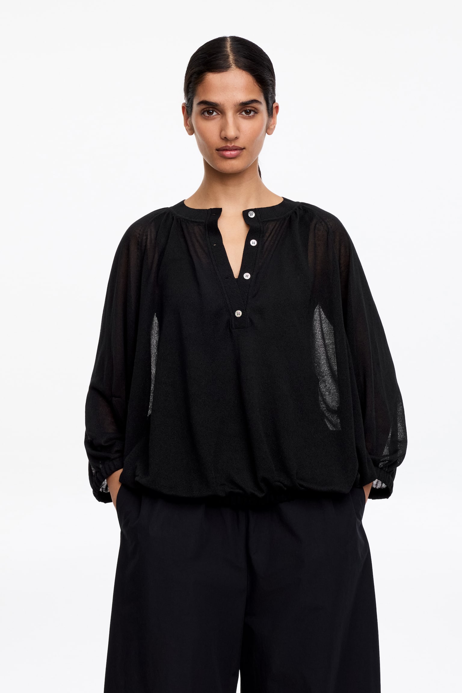 Top Tricot Transparent - Negru - 1