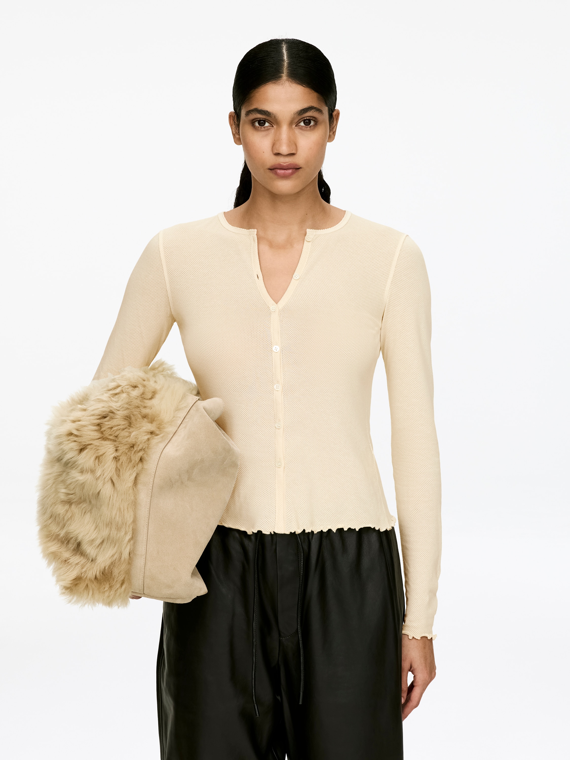 Мрежест топ - Бяло/Черен