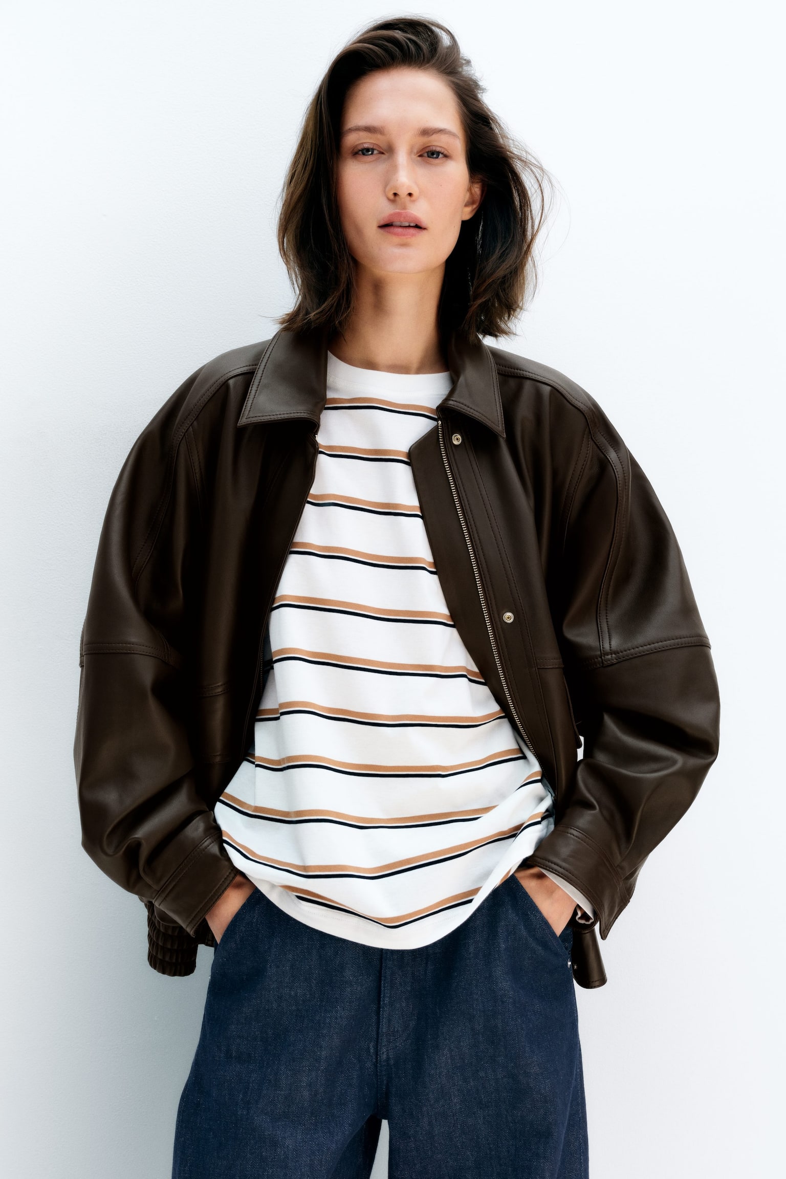 Oversized-T-Shirt mit langen Ärmeln - Weiß/mehrfarbig/Weiß/Schwarz/Türkis/Dunkelblau - 5