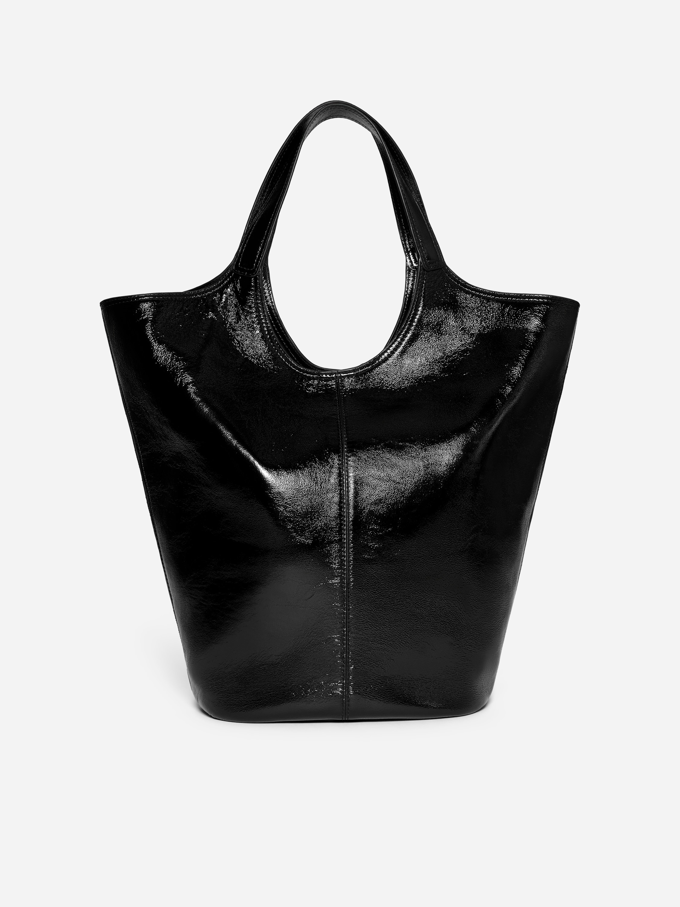 Torba typu tote z lakierowanej skóry - Czarny