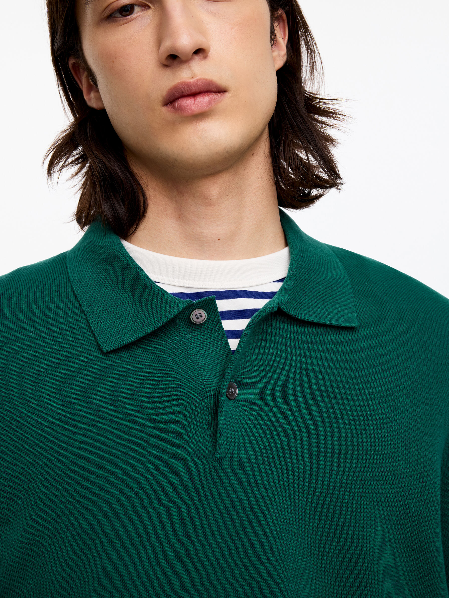 Fine-Knit Polo Shirt - Bright Green - Regular fit - Men - StillMedia/Lookbook - 2