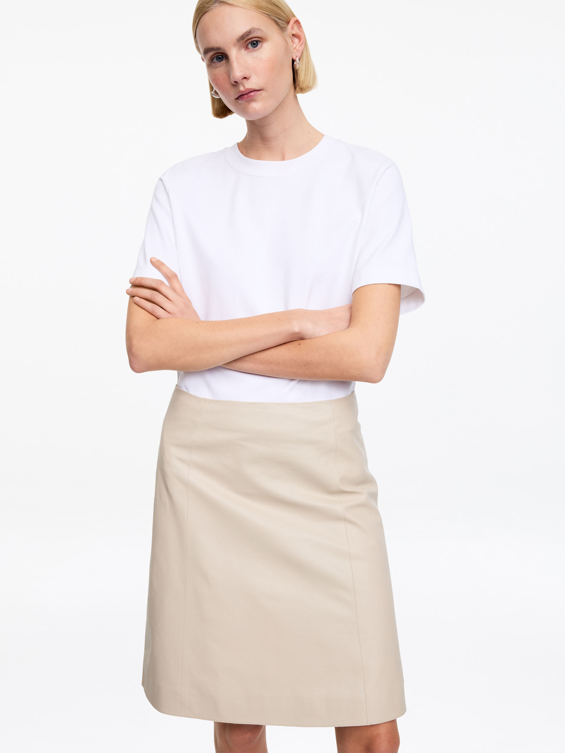 Leather Skirt - Off White - Regular fit - Women - StillMedia/Lookbook - 2