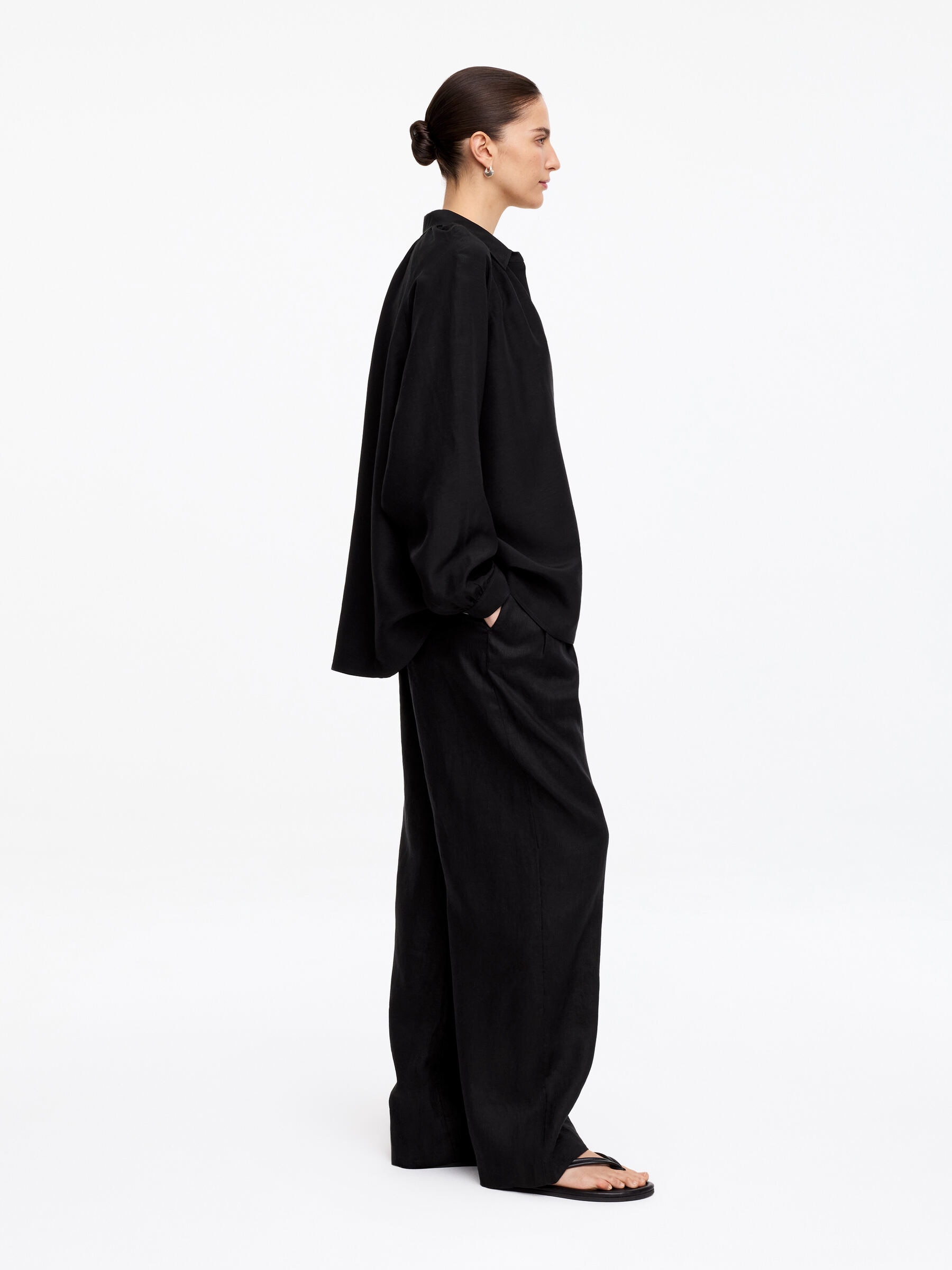 Viscose-Linen Shirt - Black - Regular fit - Women - StillMedia/Lookbook - 5
