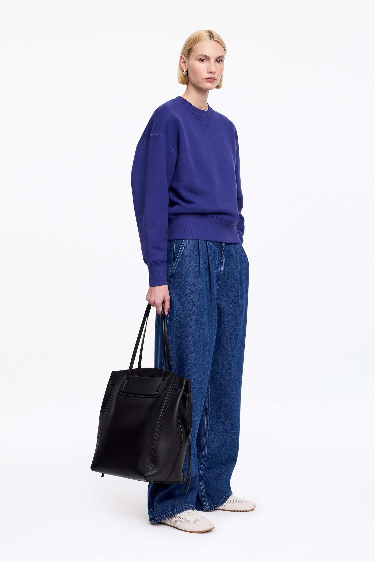 Sudadera de rizo francés holgada - Azul/Blanco roto - 4