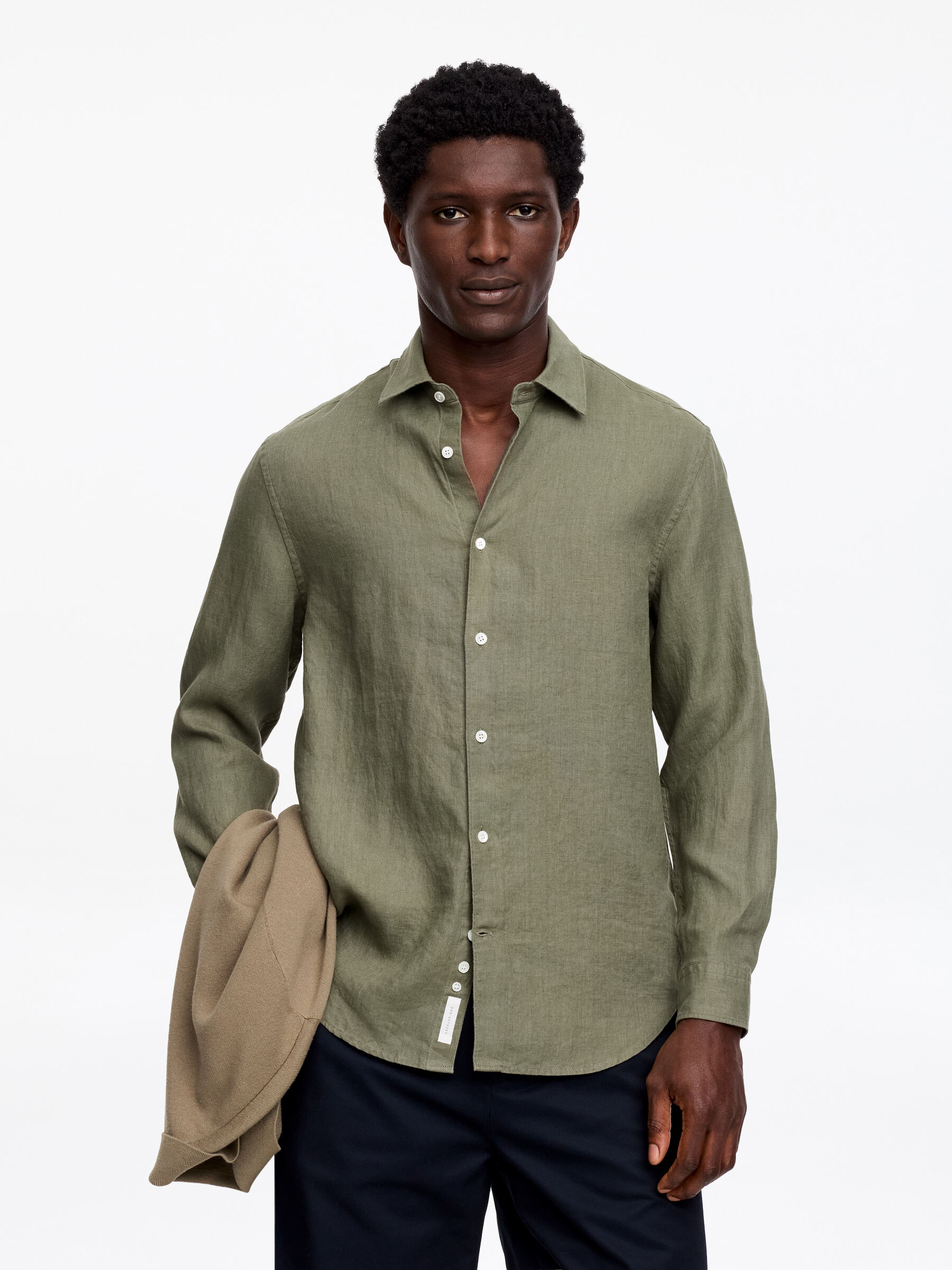 Linen Shirt-#686B59-18706