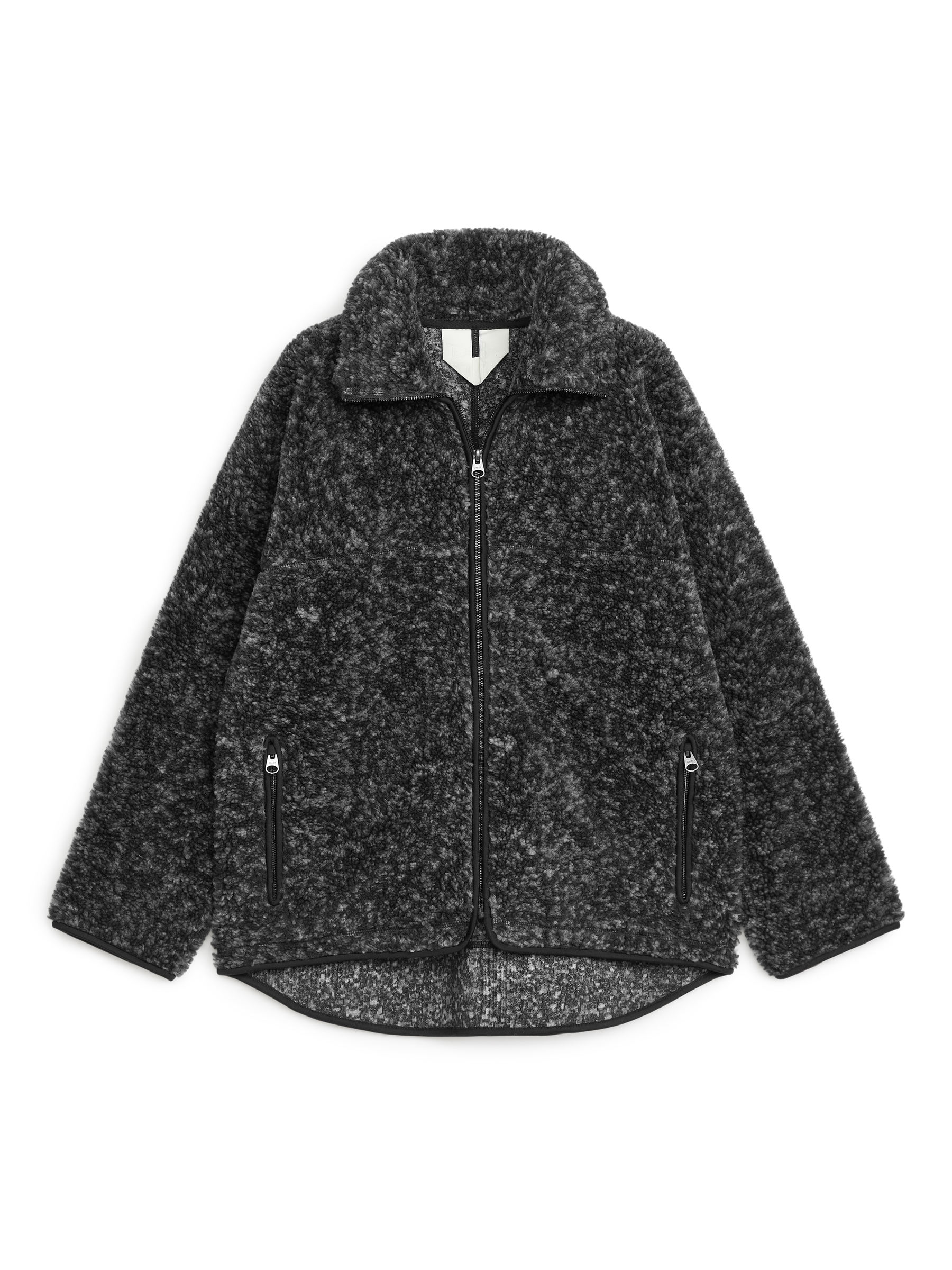 High-Neck Pile Jacket-Grey-10820