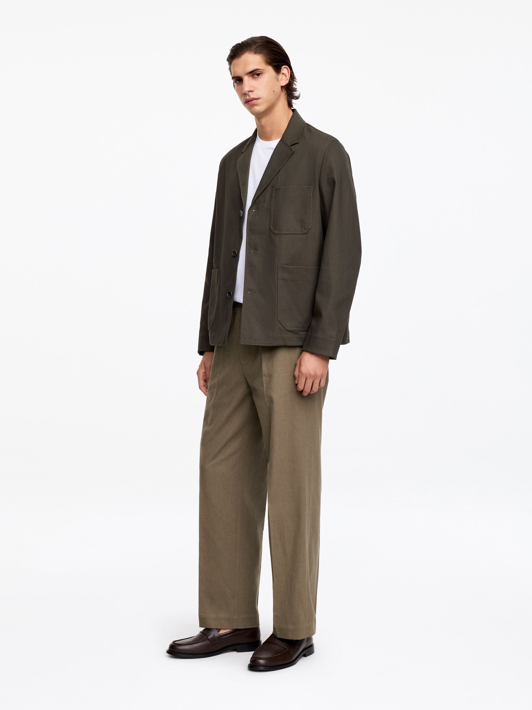 Pantalon ample en mélange de lin - Taupe foncé - Loose fit - Homme - StillMedia/Lookbook - 4