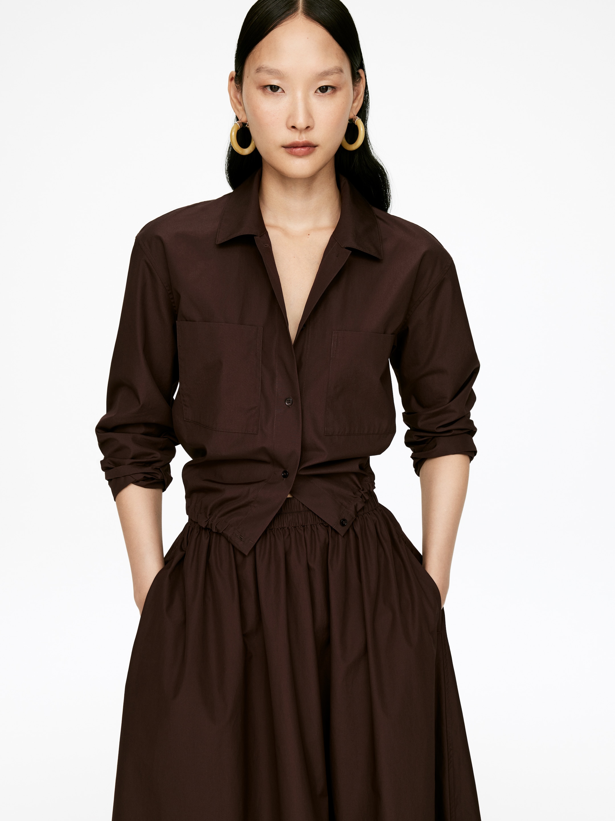 Visualizza immagine più grande: Gonna in popeline di cotone - Marrone scuro - DONNA | H&M IT 2