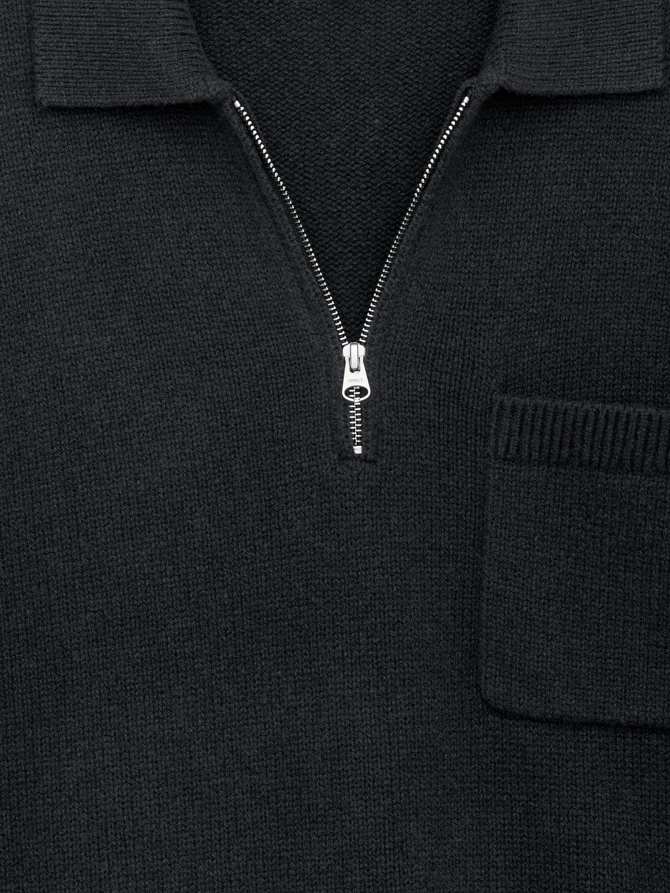 Gestricktes Polohemd aus Wolle, mit Reißverschluss - Schwarz - Regular Fit - Herren - StillMedia/DescriptiveDetail - 1