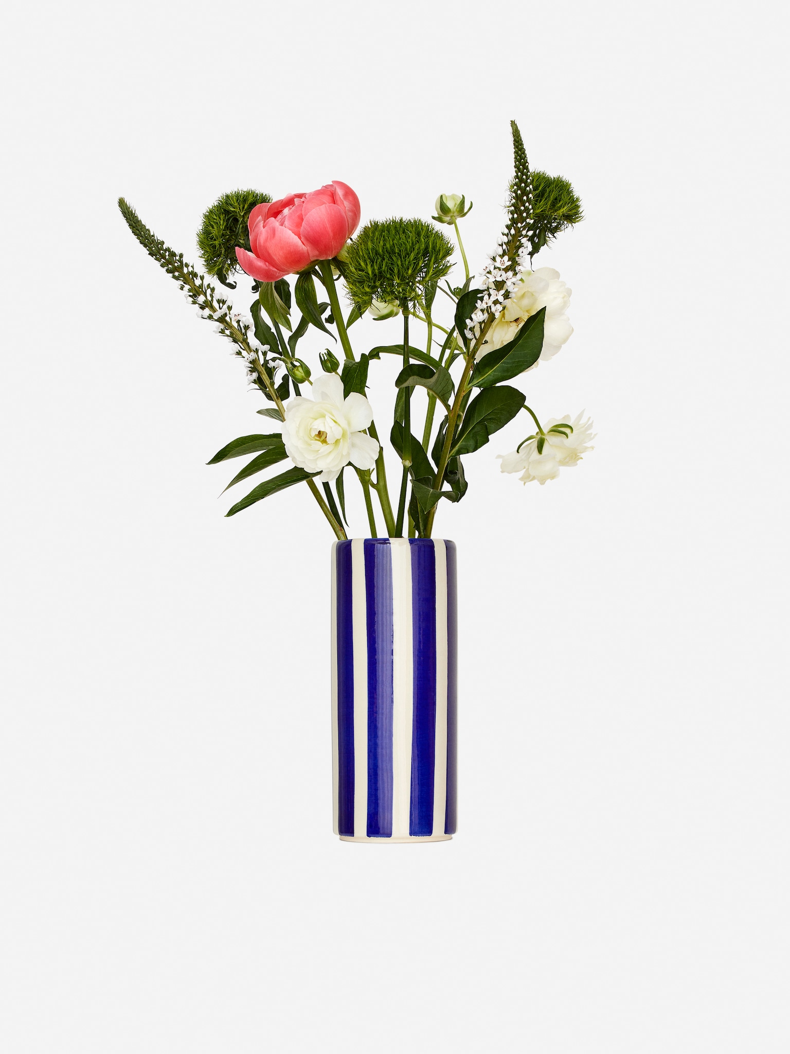 Kamenná váza 23 cm - Biela/Modrá - 1