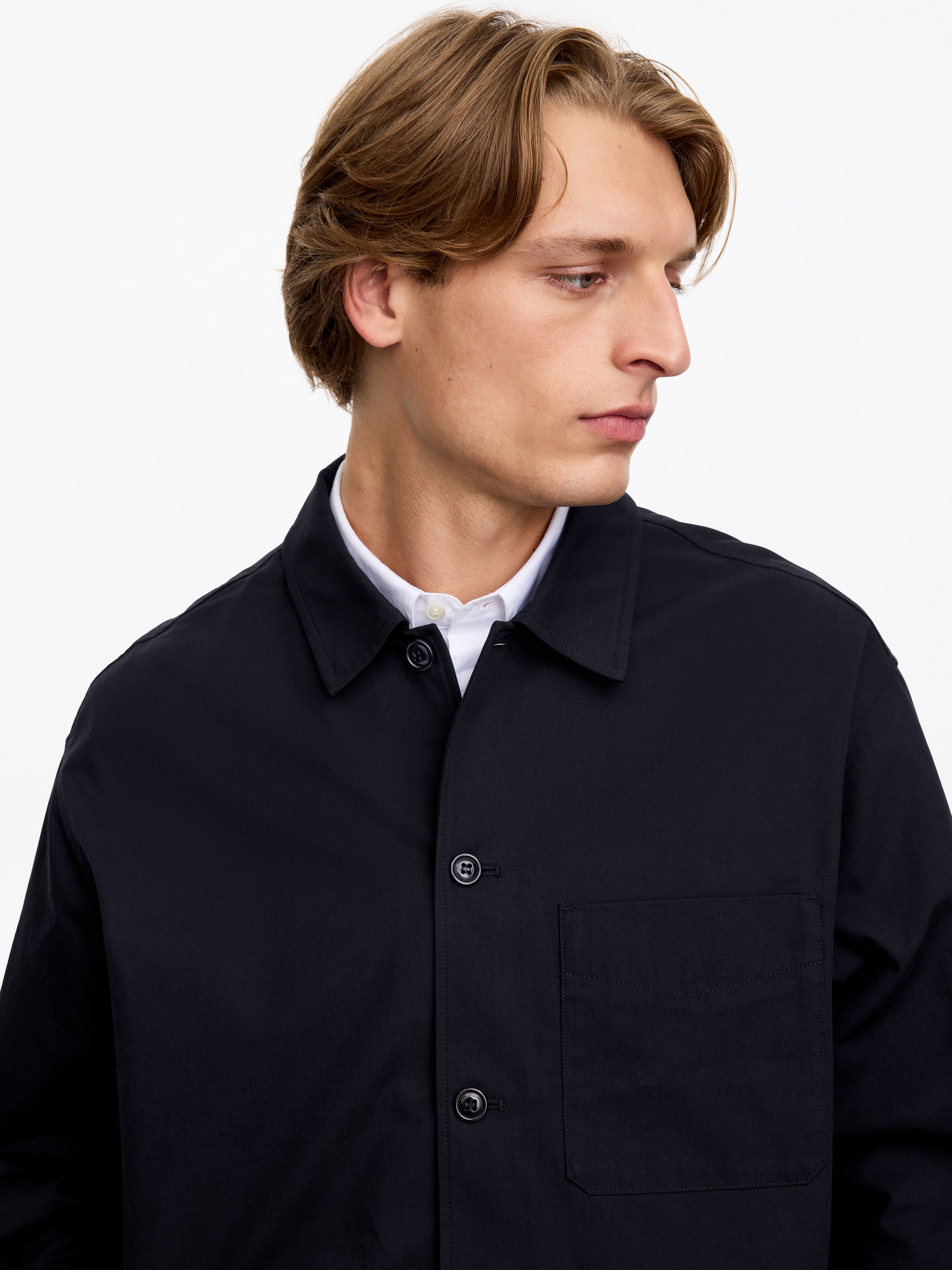 Cotton Overshirt - Dark Blue - Regular fit - men - StillMedia/Lookbook - 4