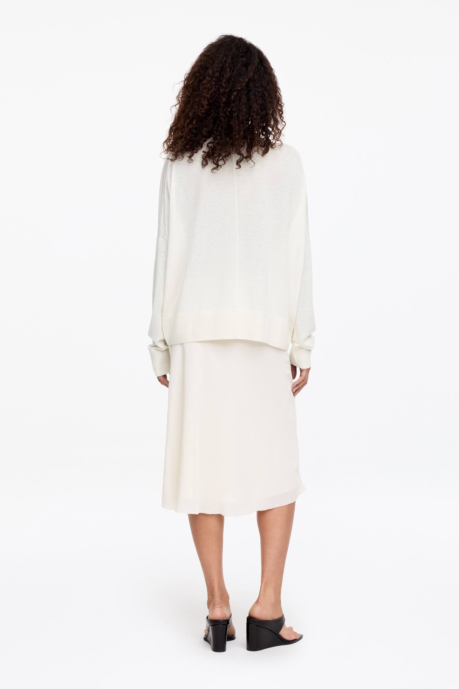 Ull-lyocell-cardigan - Offwhite/Svart - 4