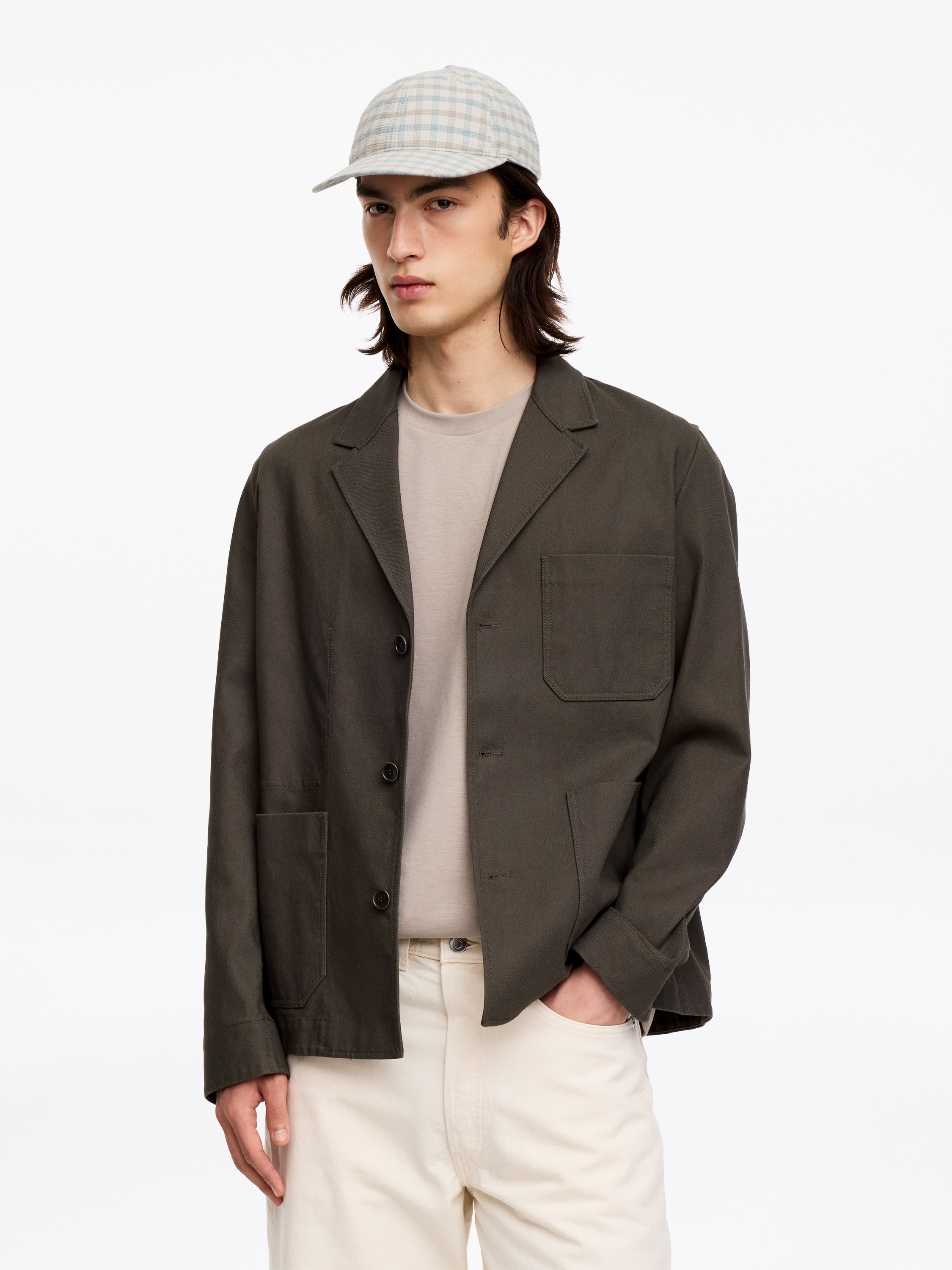 Seersucker baseballcaps - Beige/rutete
