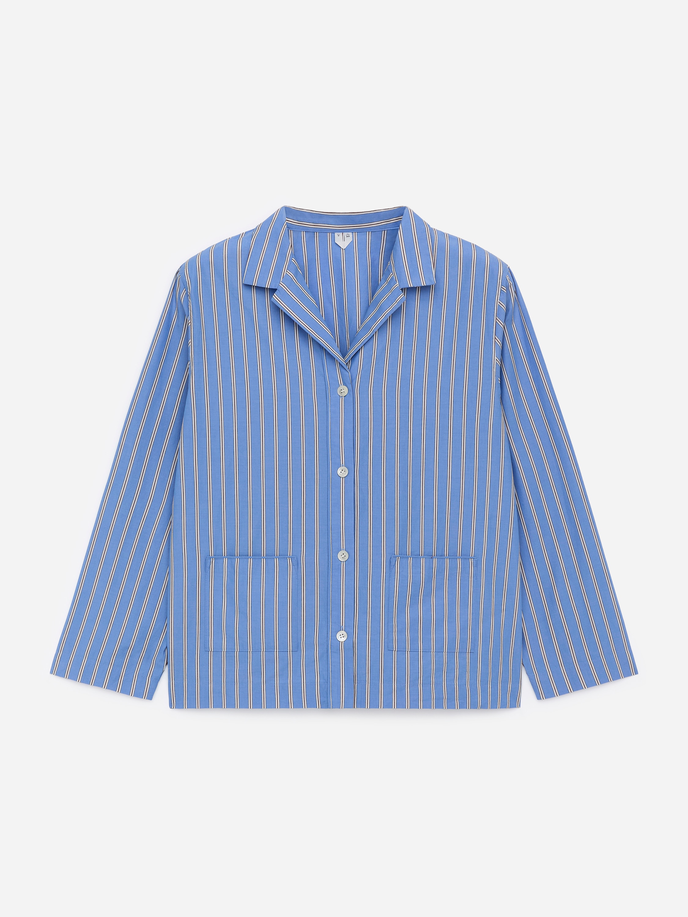 Camisa de satén de algodón - Azul/rayas