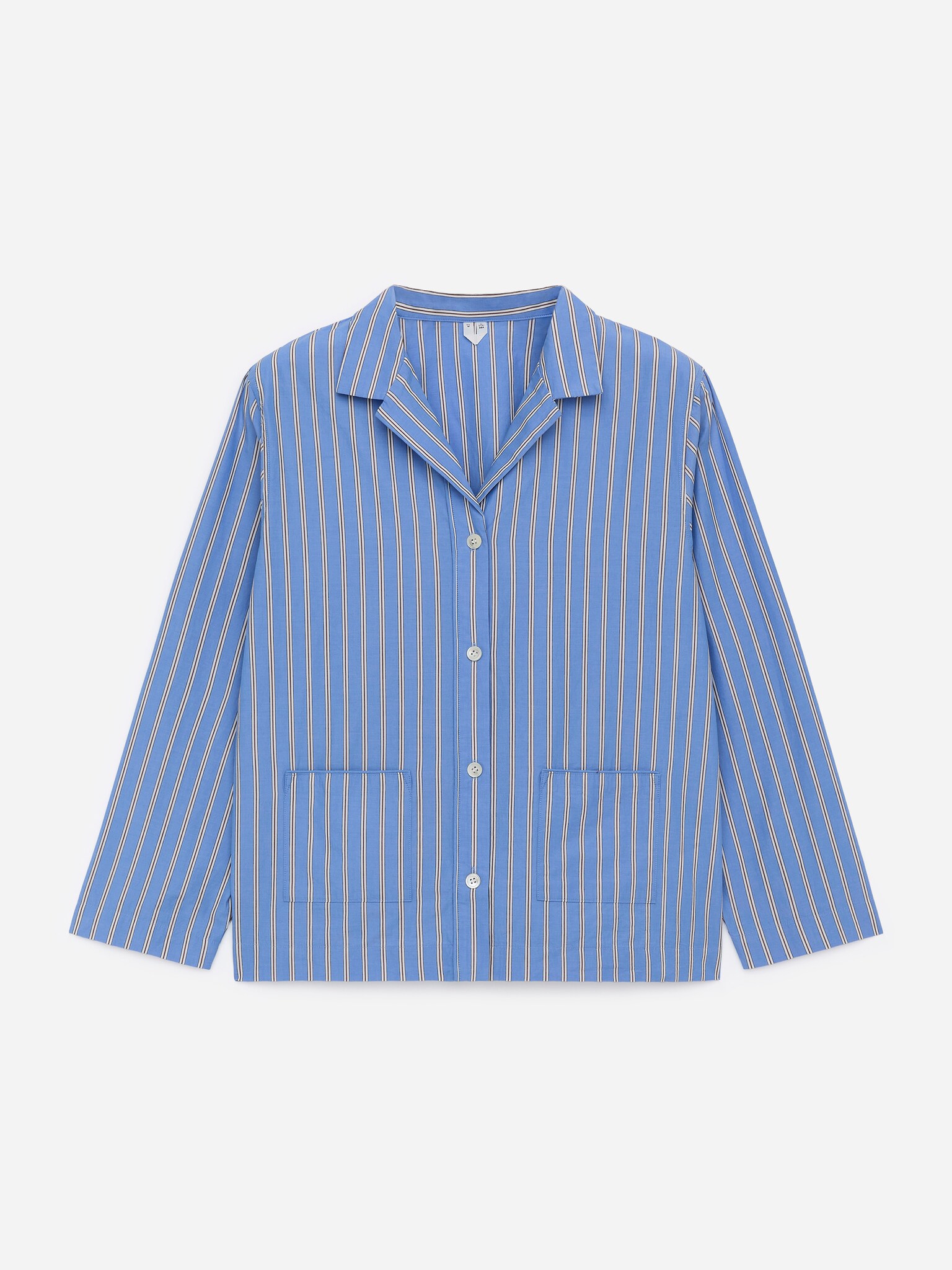 Chemise en satin de coton - Bleu/Rayé - 2