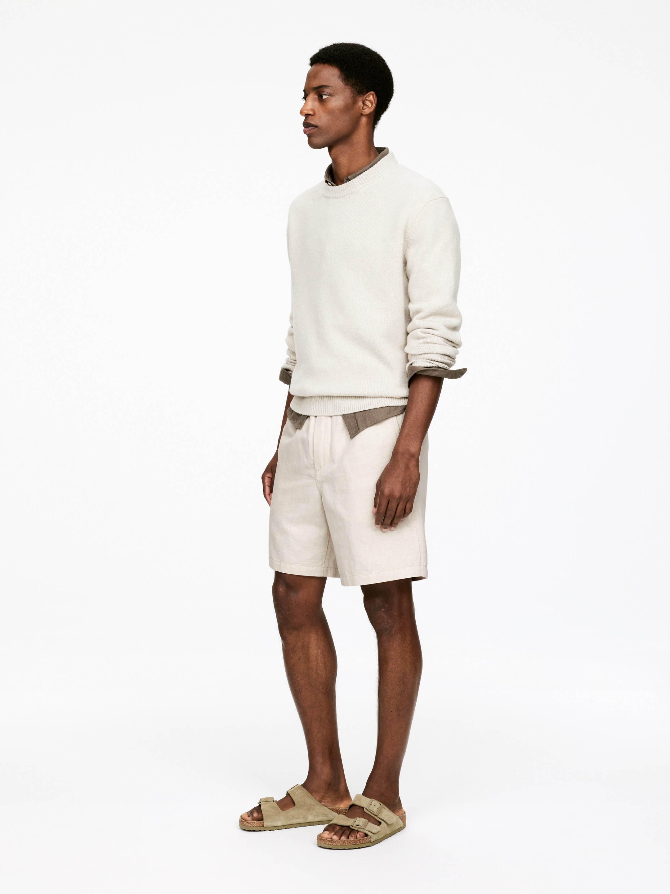 Vezi imaginea mai mare: Șorturi cu șnur din bumbac și in - Bej deschis - BĂRBAŢI | H&M RO 3