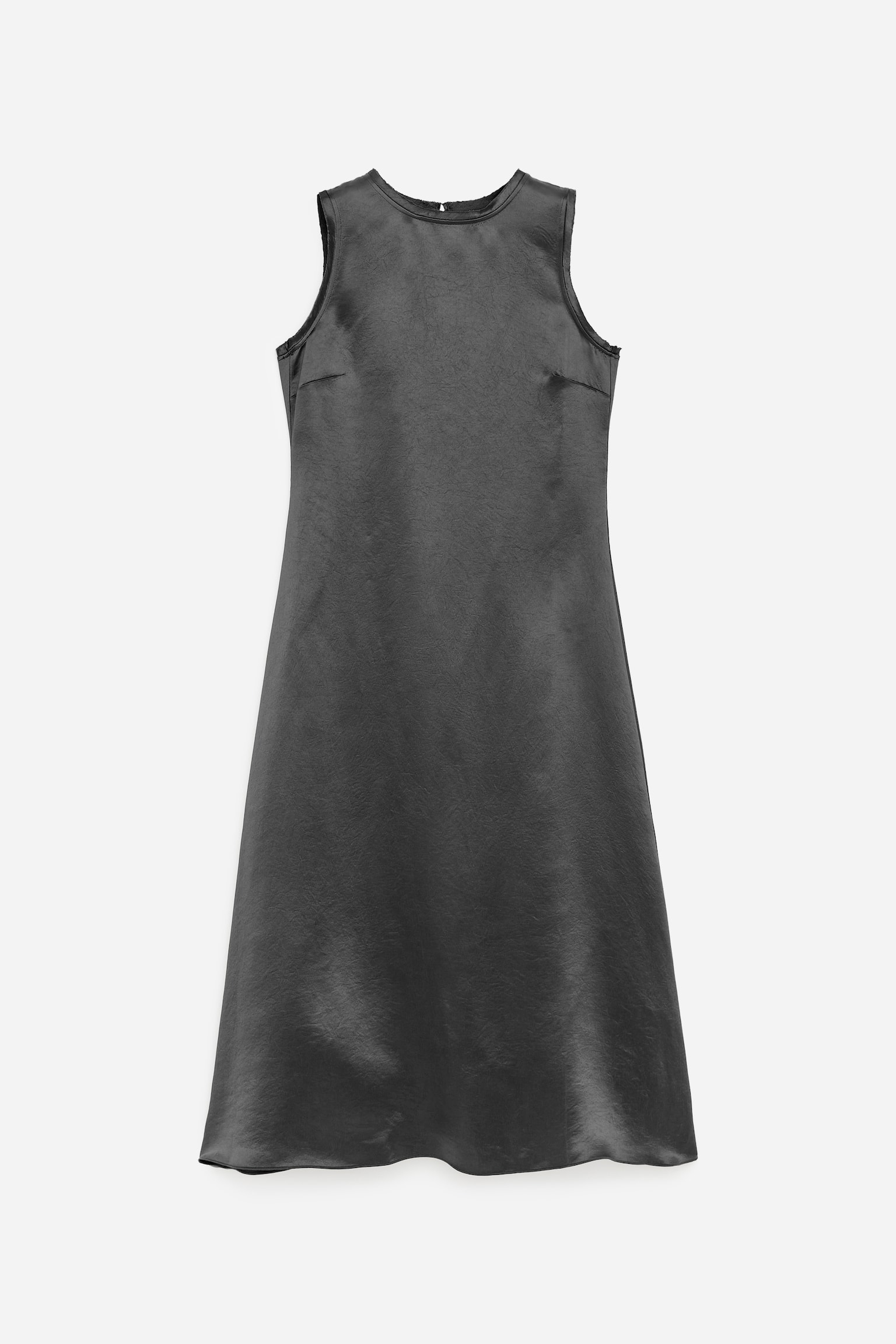 Robe midi en satin froissé - gris