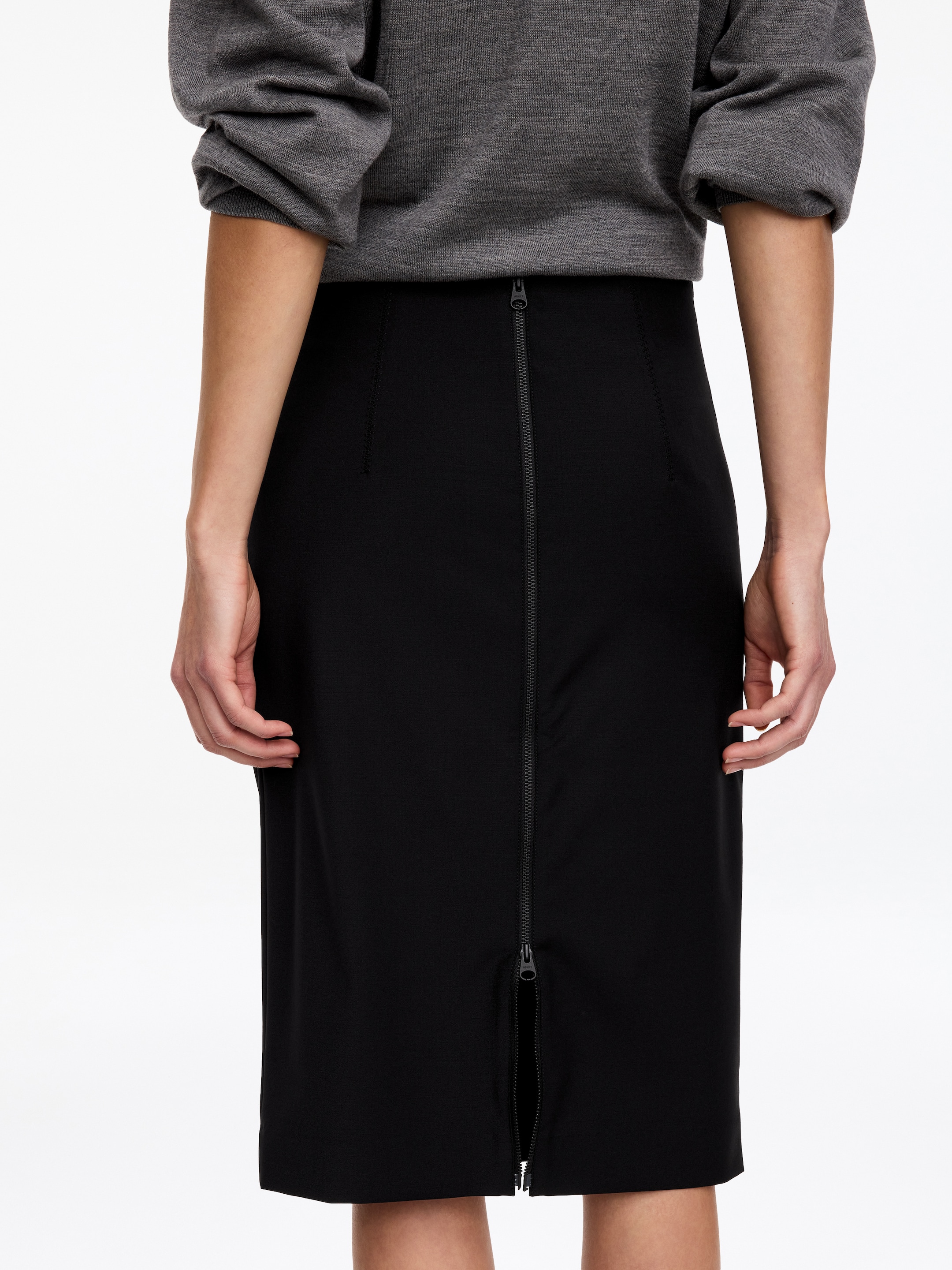 Spódnica ołówkowa z mieszanki z wełną - Czarny - Wąski fason - women - StillMedia/Lookbook - 8