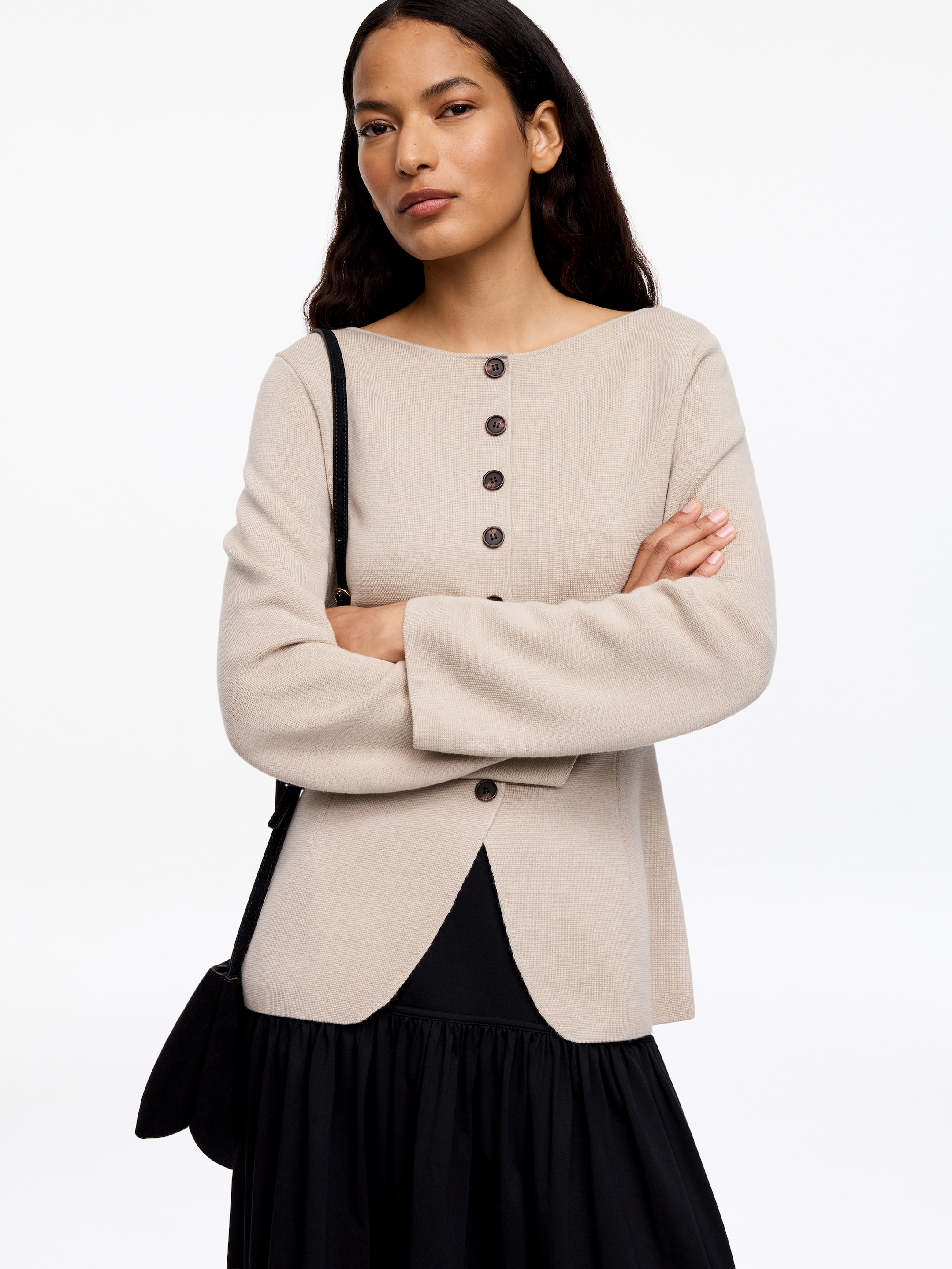 Cardigan in lana merino - Beige - Slim fit - Women - StillMedia/Lookbook - 14