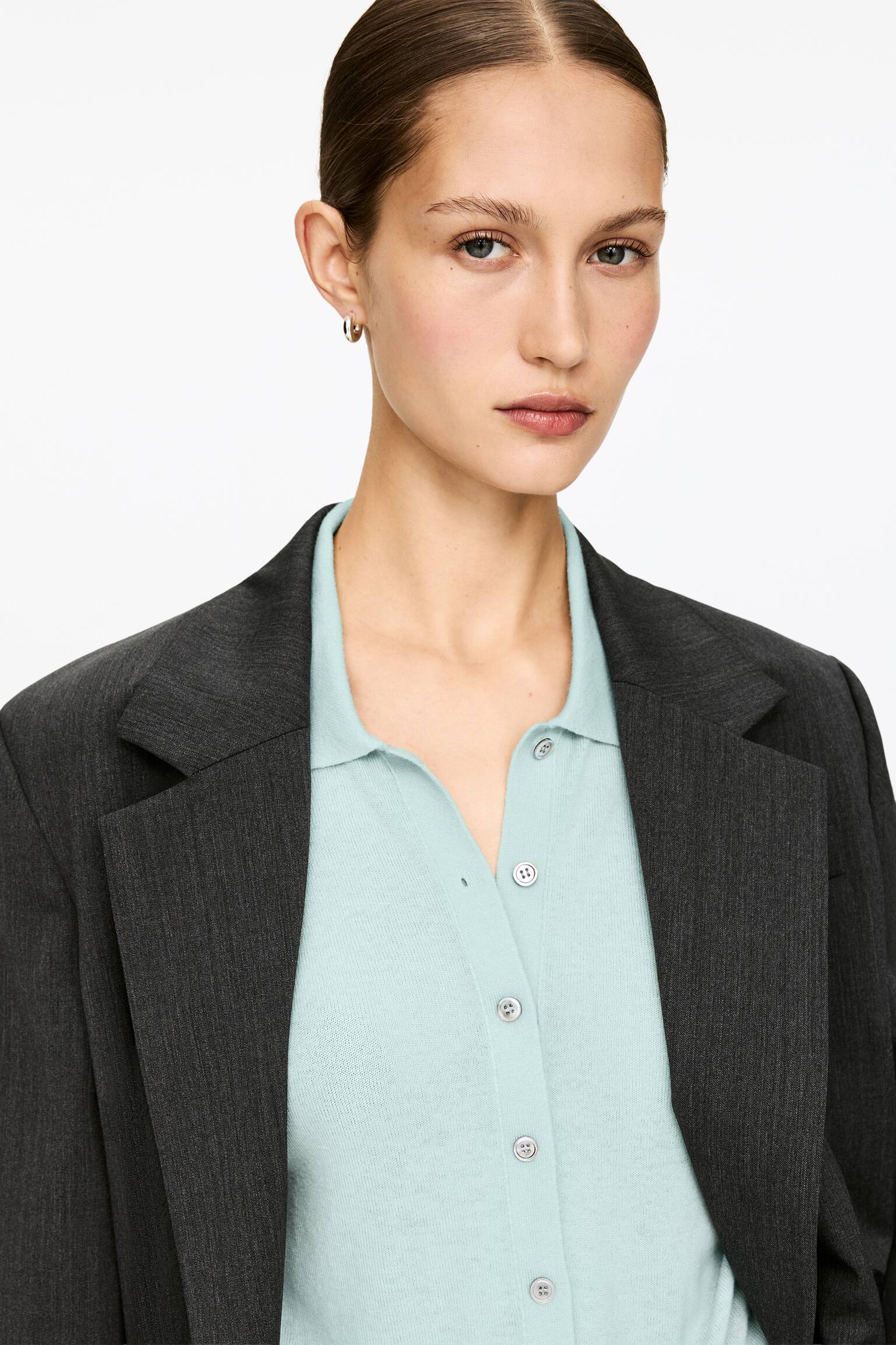 Vest van zuiver kasjmier - Licht turkoois/grijs - 5