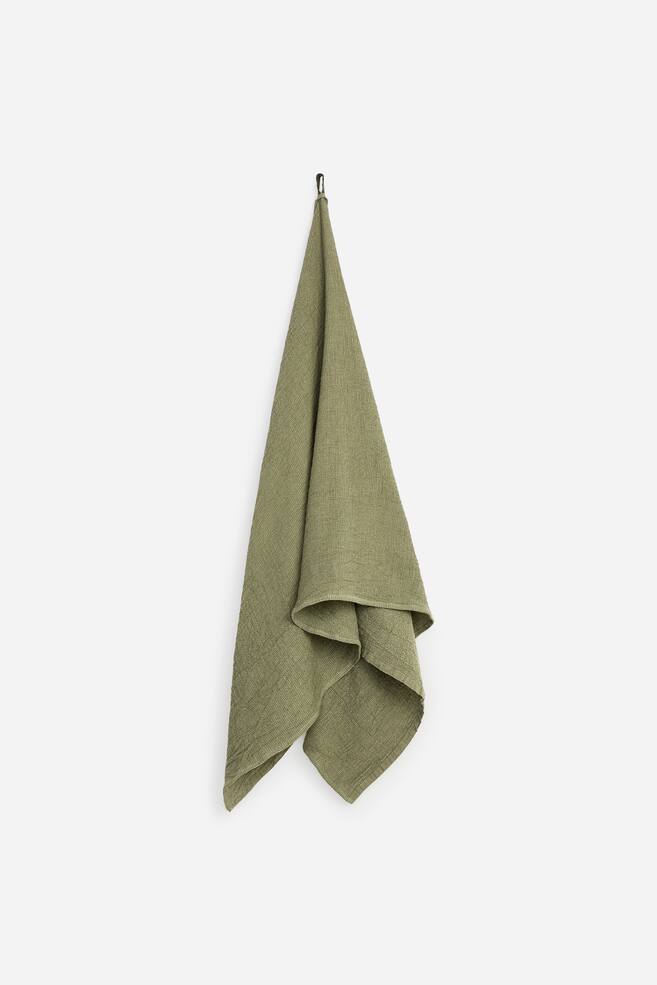 Cotton Waffle Towel 70 x 140 cm - Green/Beige - 1