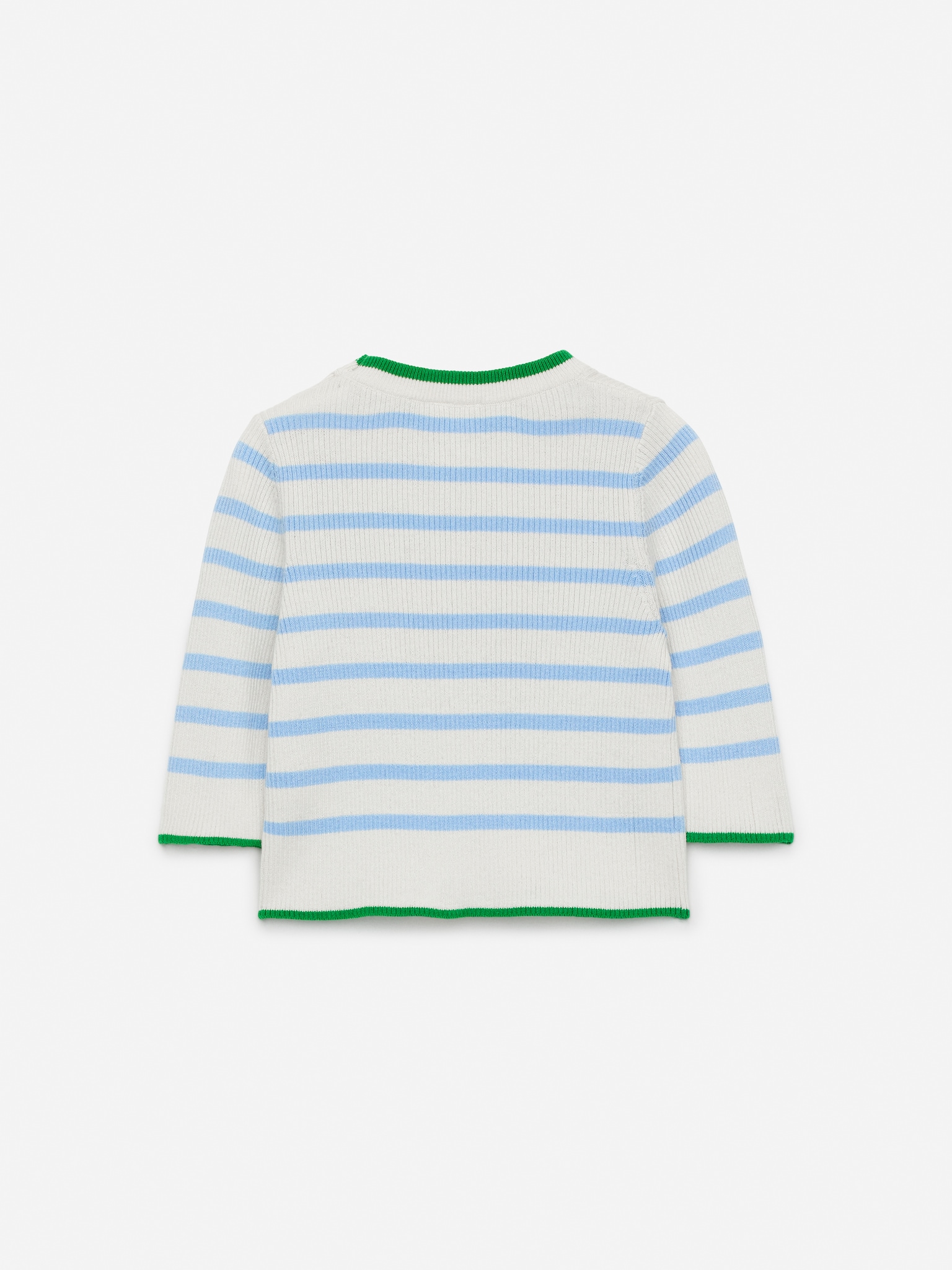 Rippstrickpullover für Neugeborene - Blau/Cremeweiß/Grün - 3