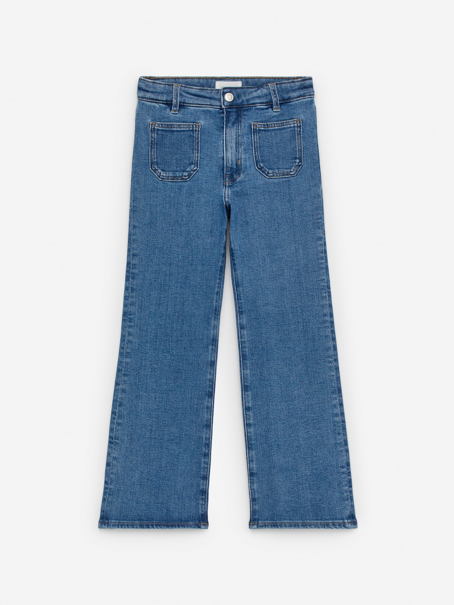 Flared Denim Trousers - Medium Blue/Light Blue