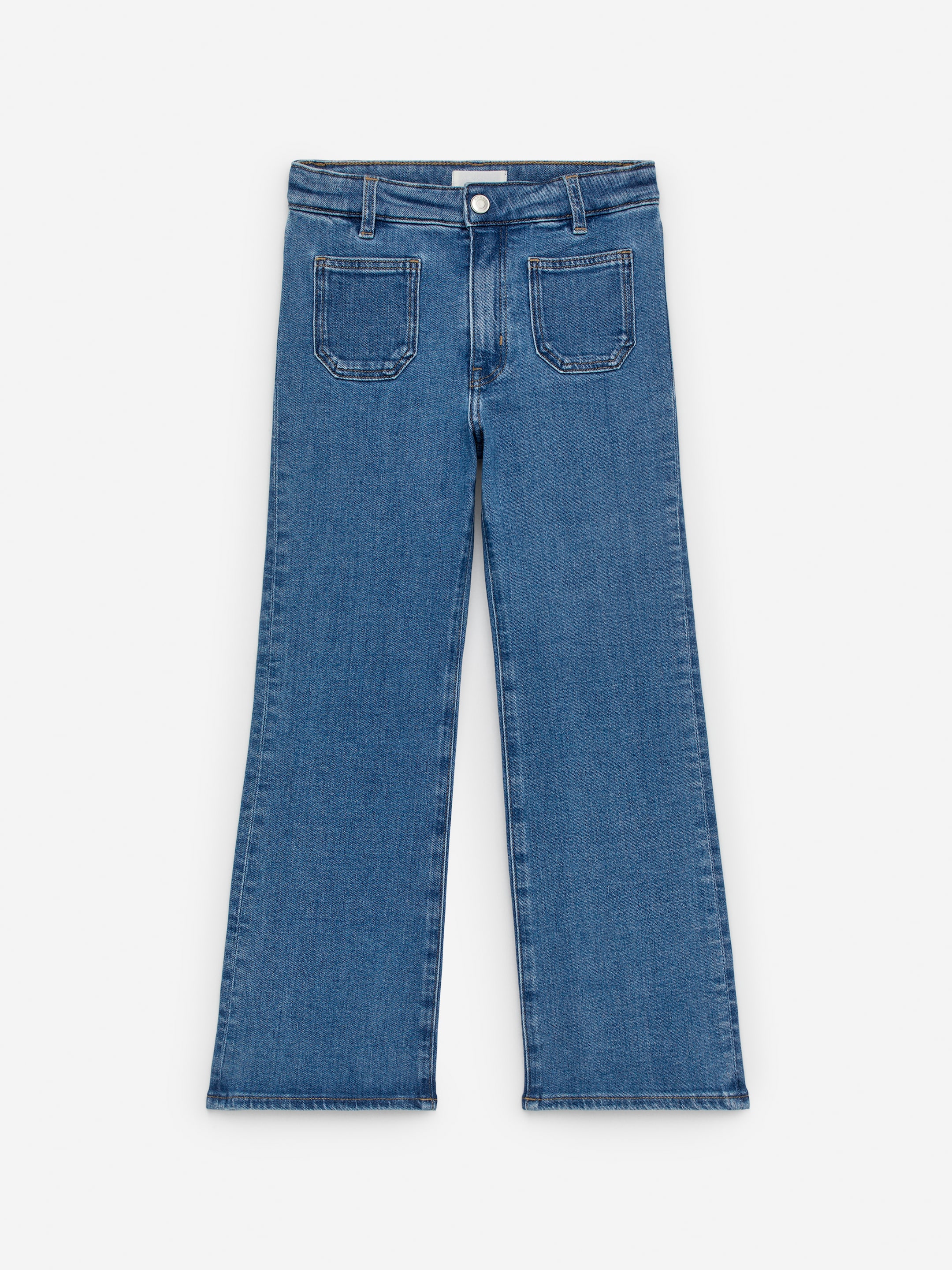 Flared Denim Trousers-#496496-14513