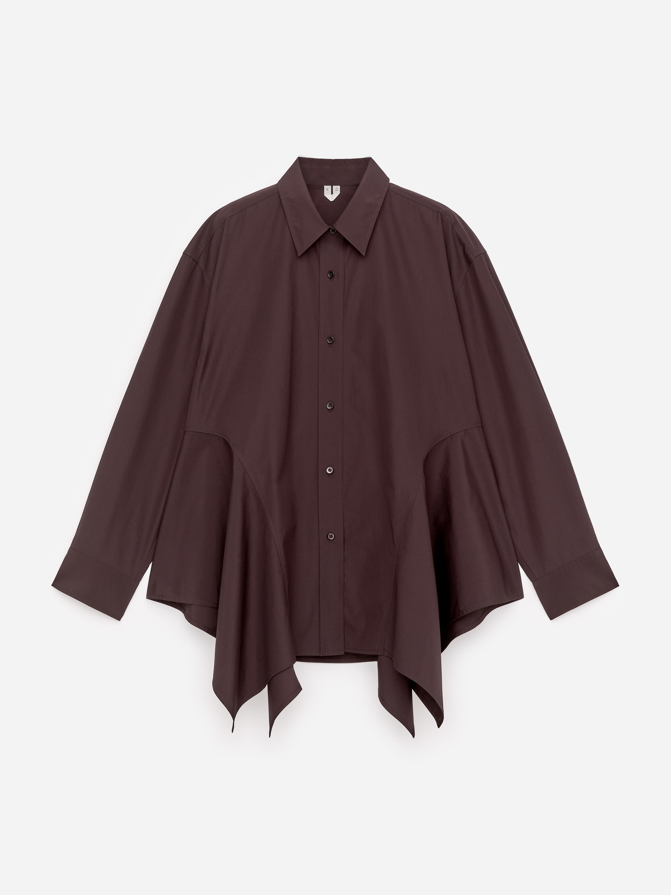 Frill Cotton Shirt-#3C2A2B-17652