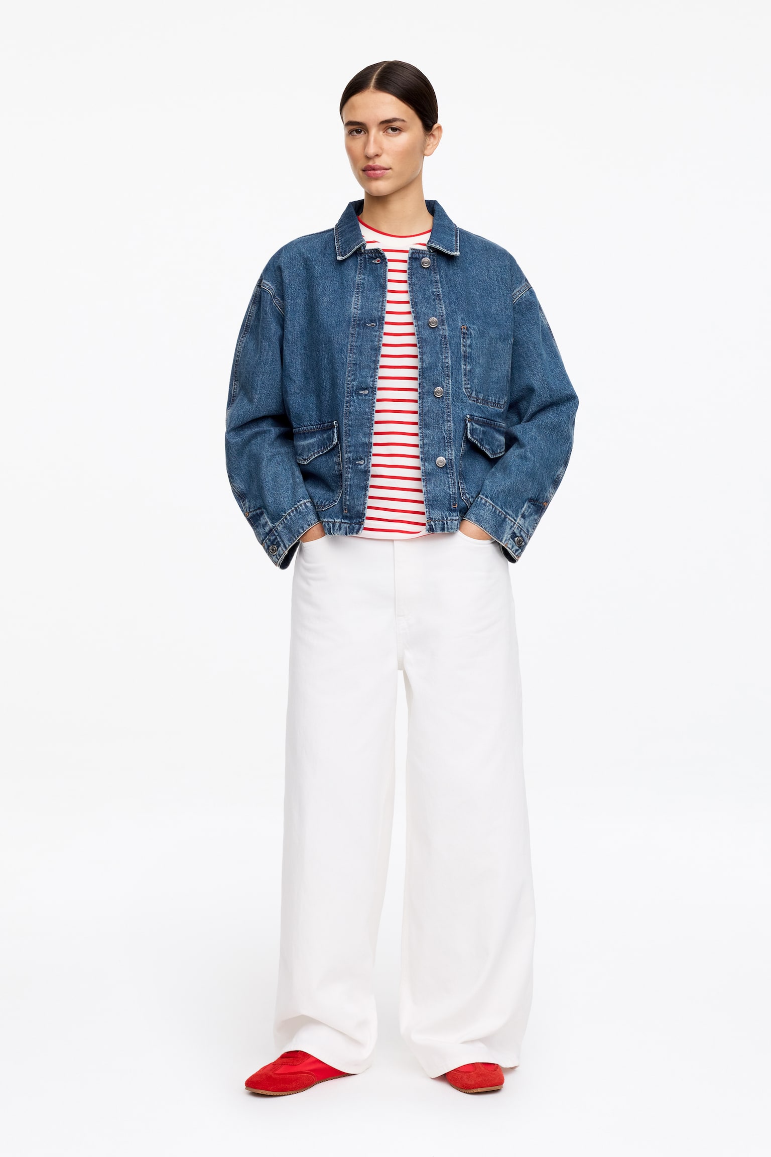 Overshirt i denim - Blå/Rosa - 1