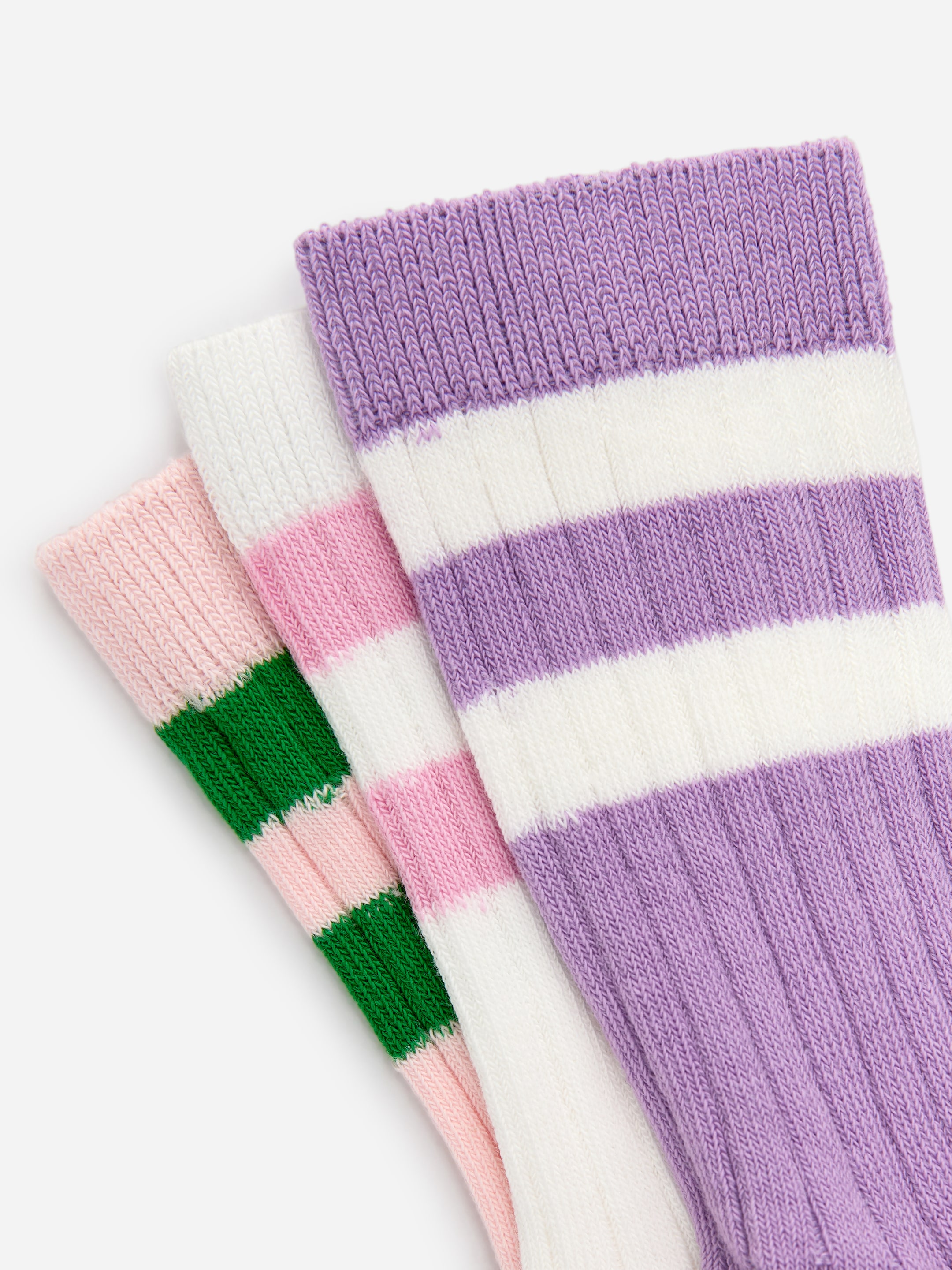 Chaussettes en maille côtelée, 3 paires - Lilas/Blanc/Rose - Enfant - StillMedia/DescriptiveDetail - 1