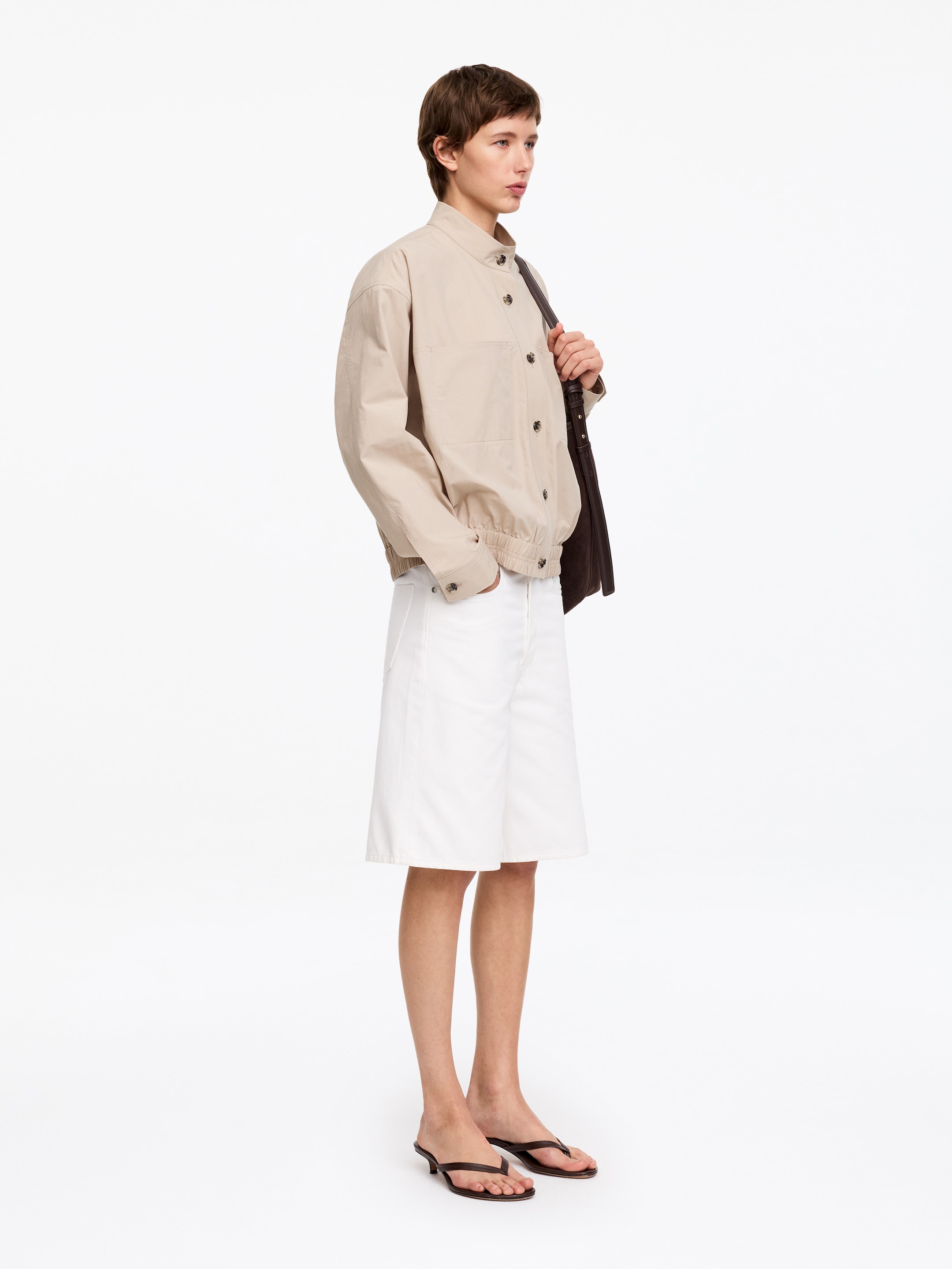 Pima Cotton Overshirt - Beige - Regular fit - Women - StillMedia/Lookbook - 3