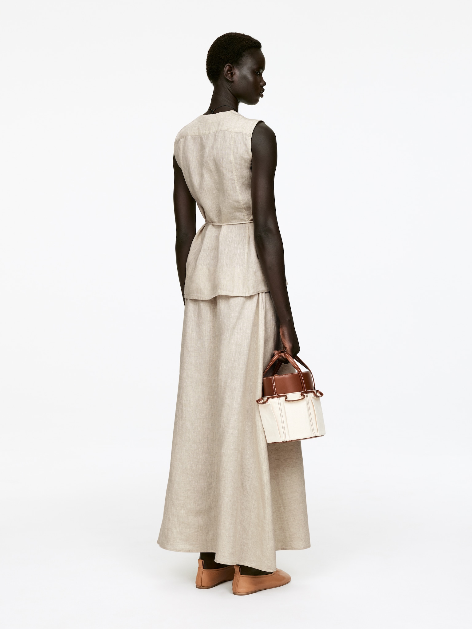 Top cruzado de lino - Beige/sin teñir/Negro - 5