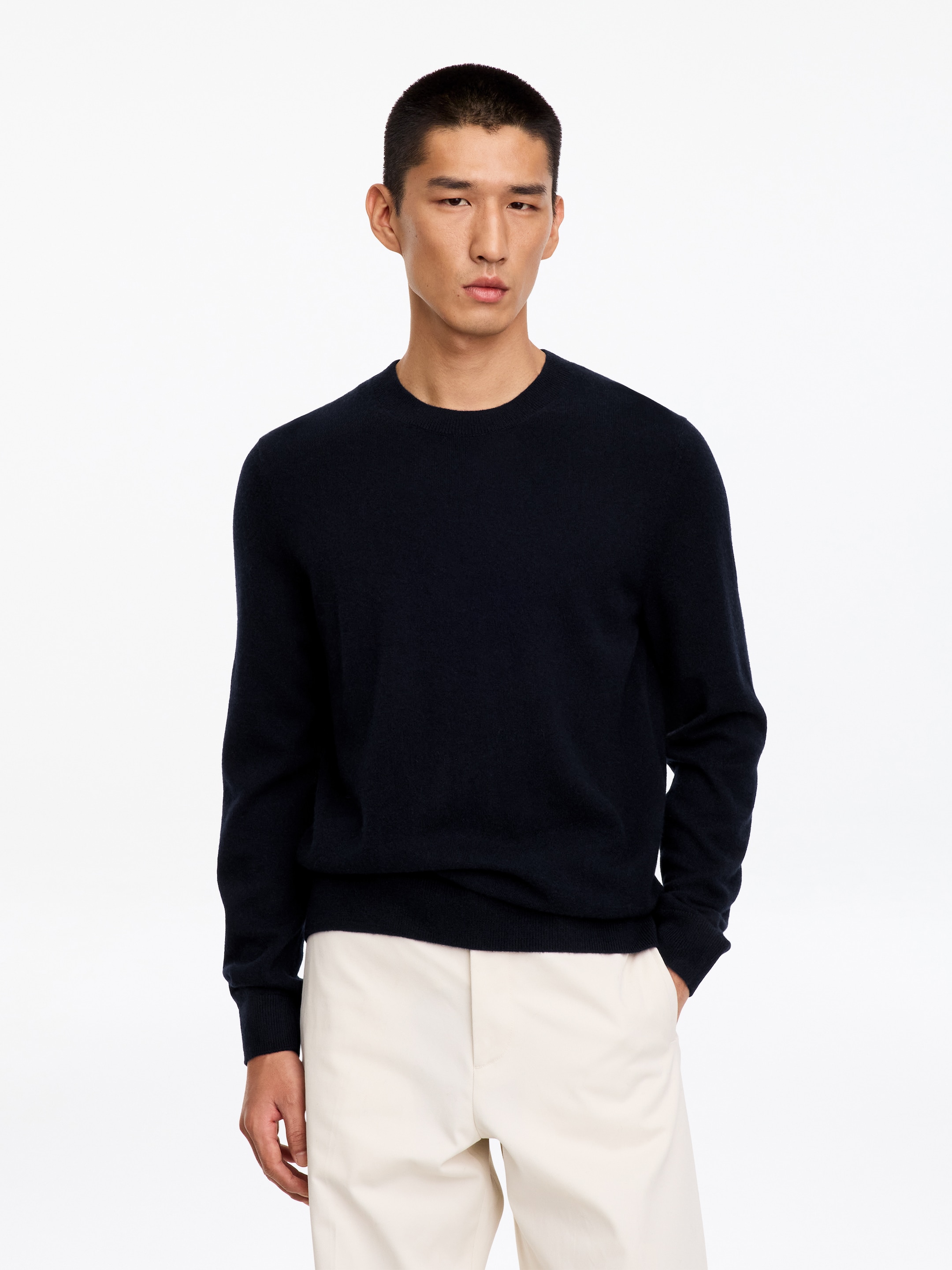 Pure Cashmere Crew-Neck Jumper-Blue-20441