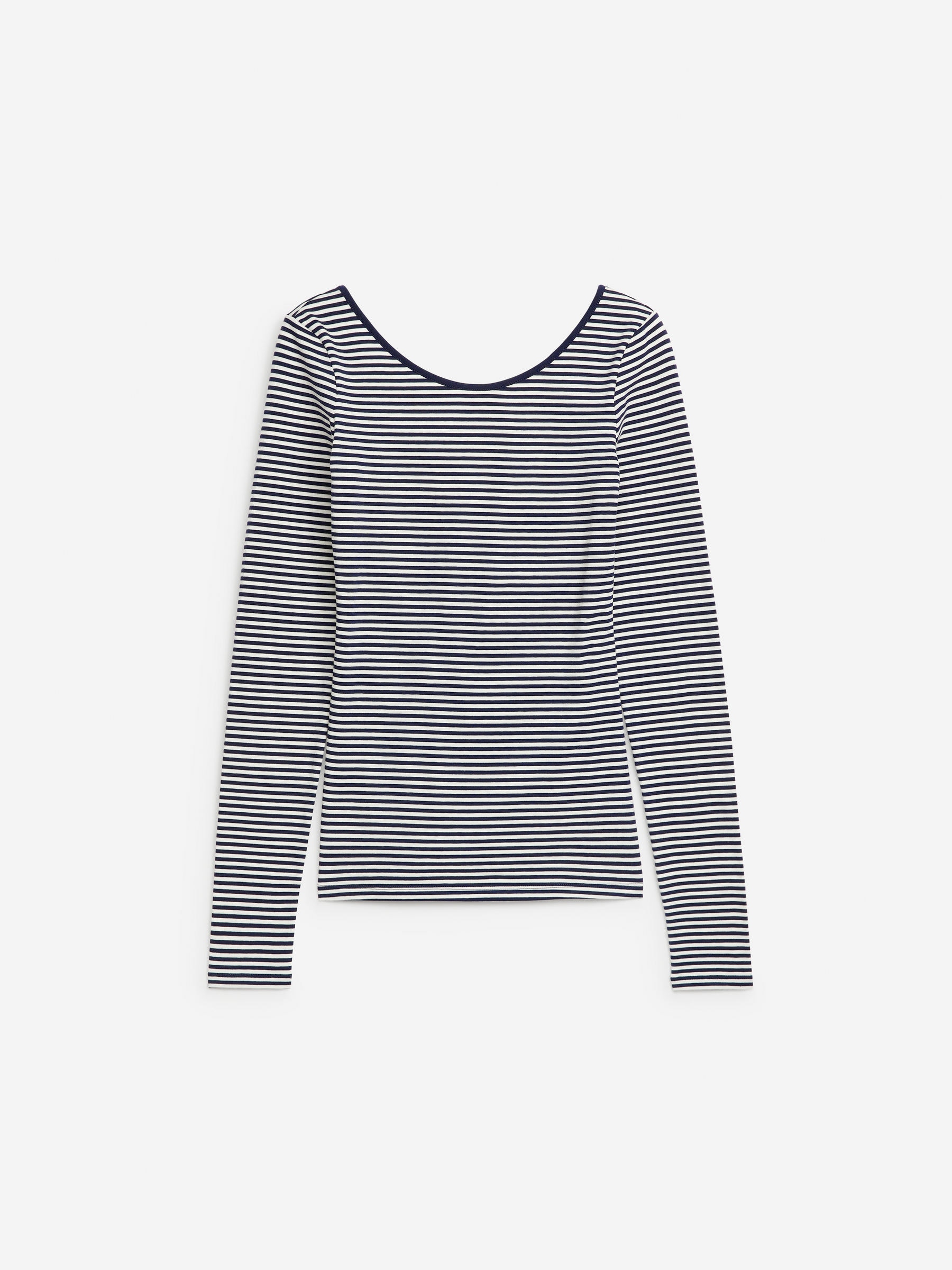 Scoop-Neck Jersey Top-Blue-4352