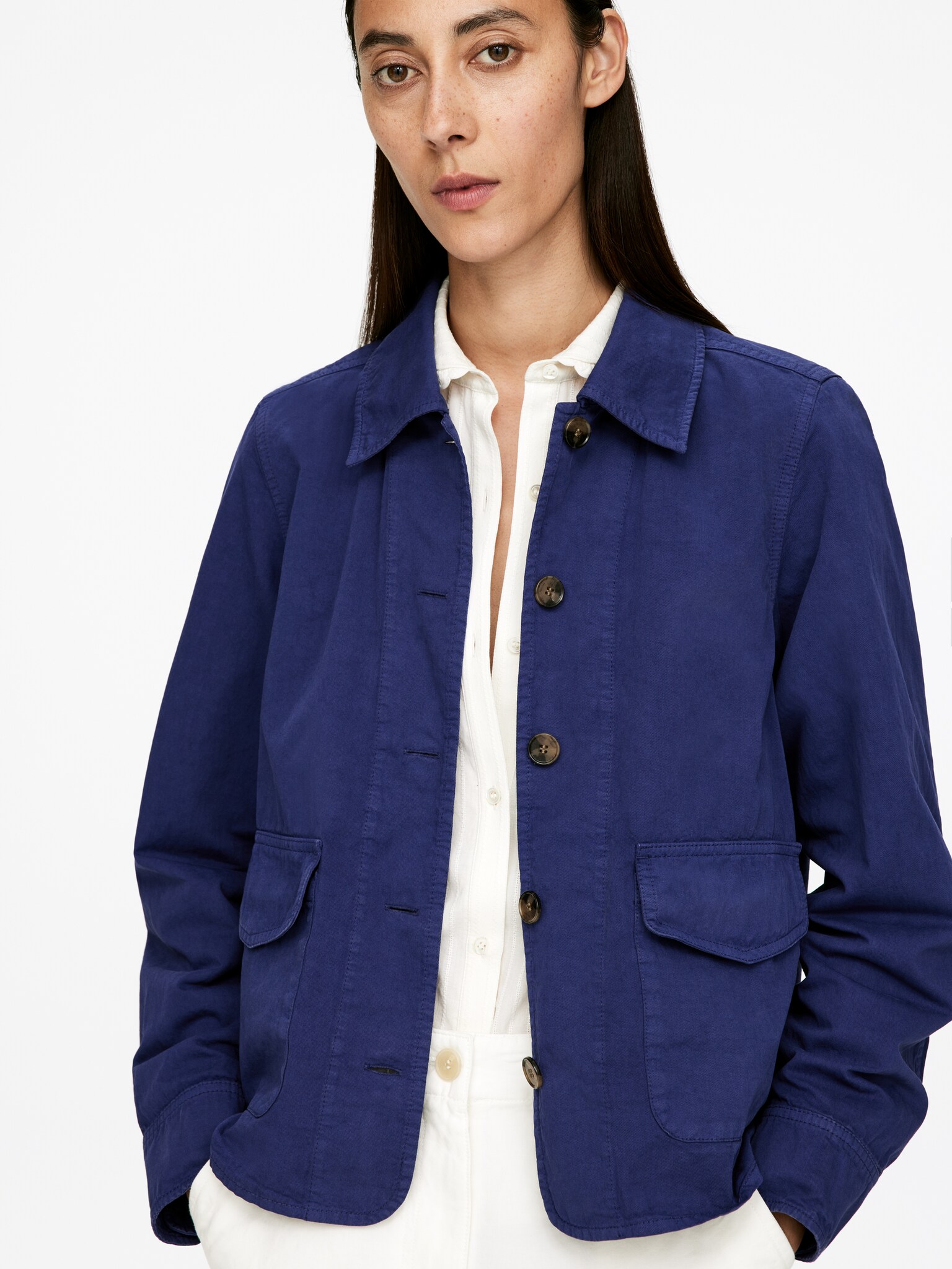 Surchemise en lin et coton - Bleu - 5