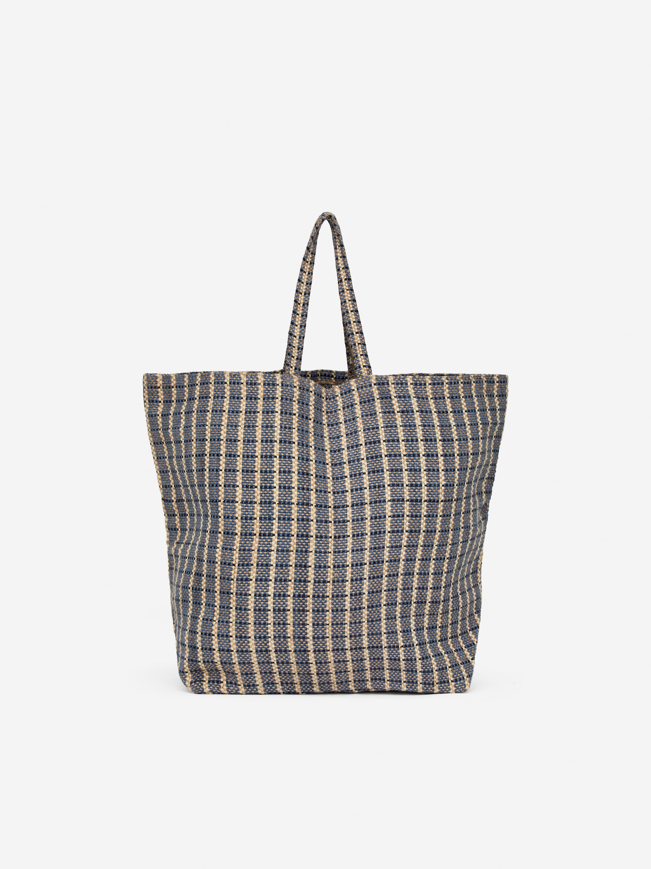 Visa större bild: Väska i jute - Blå/rutig - Home All | H&M SE 1