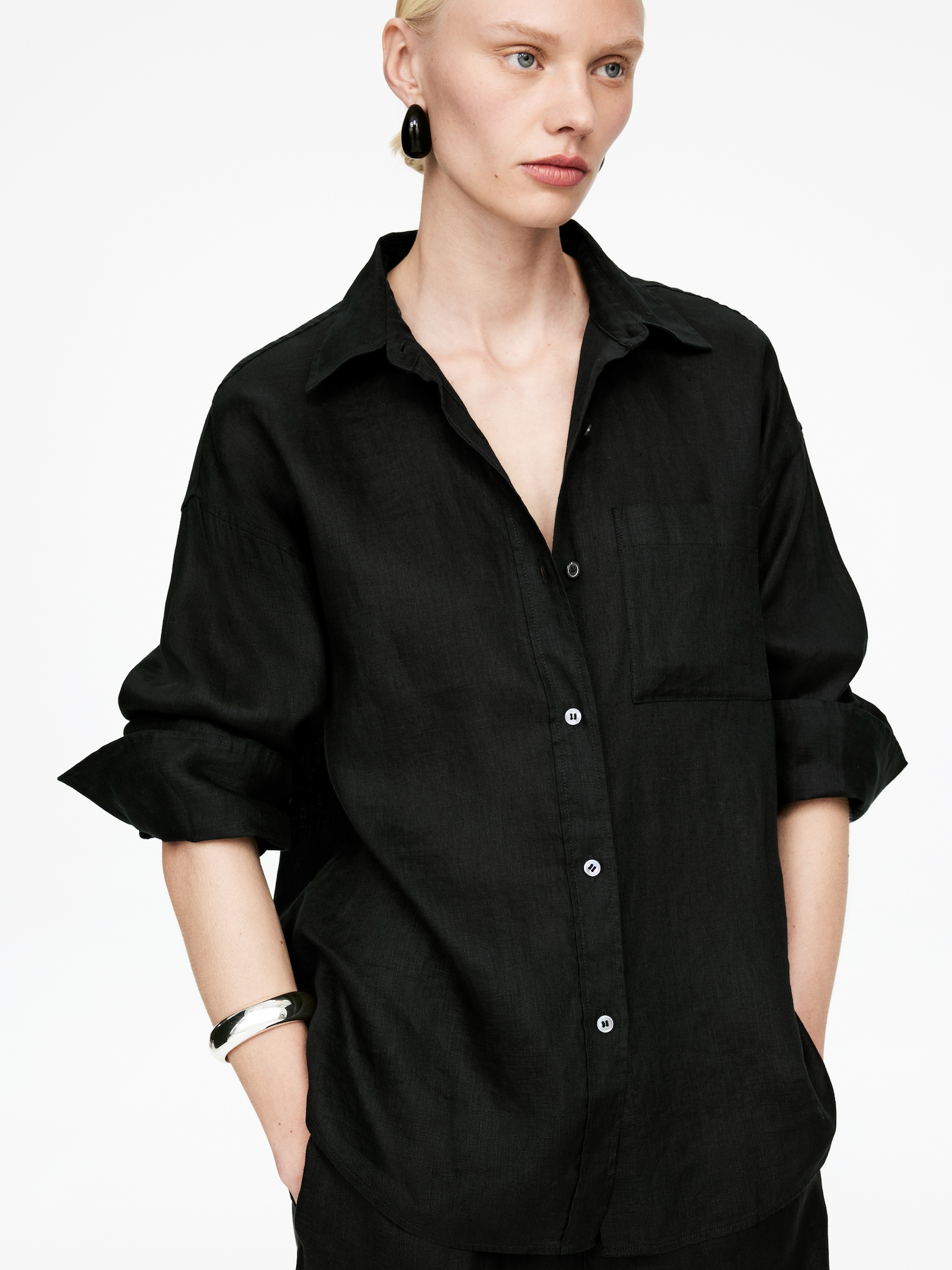 Linen Shirt - Black - 4