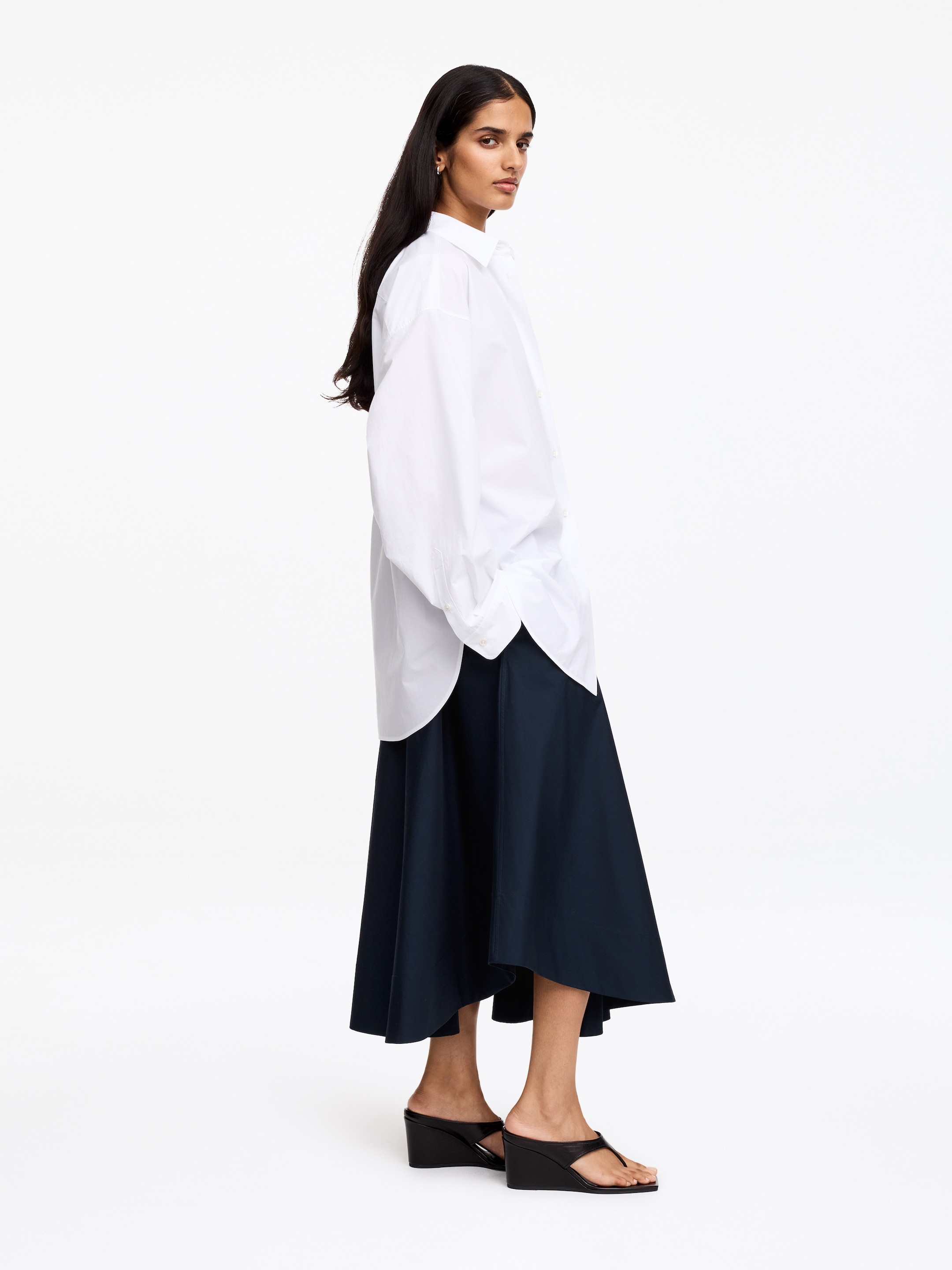 Gonna ampia in cotone - Blu scuro - Regular fit - Women - StillMedia/Lookbook - 3