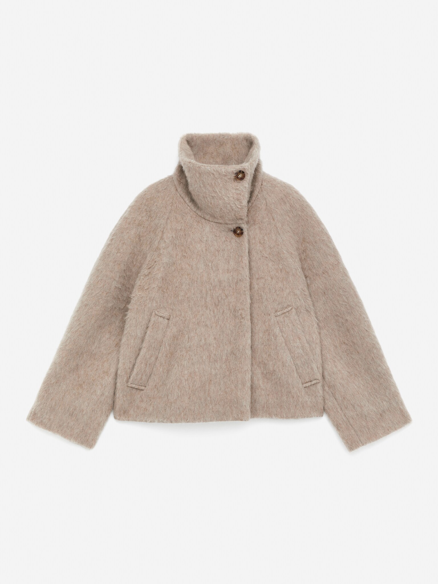 Veste en laine et alpaga - Taupe/Noir - 6