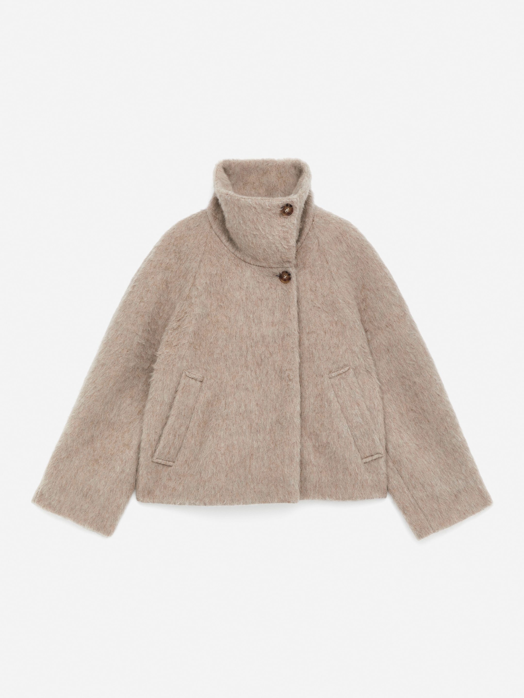 Jacke mit Stehkragen aus Wolle und Alpakawolle - Taupe - Regular Fit - Damen - StillMedia/DescriptiveStillLife - 3