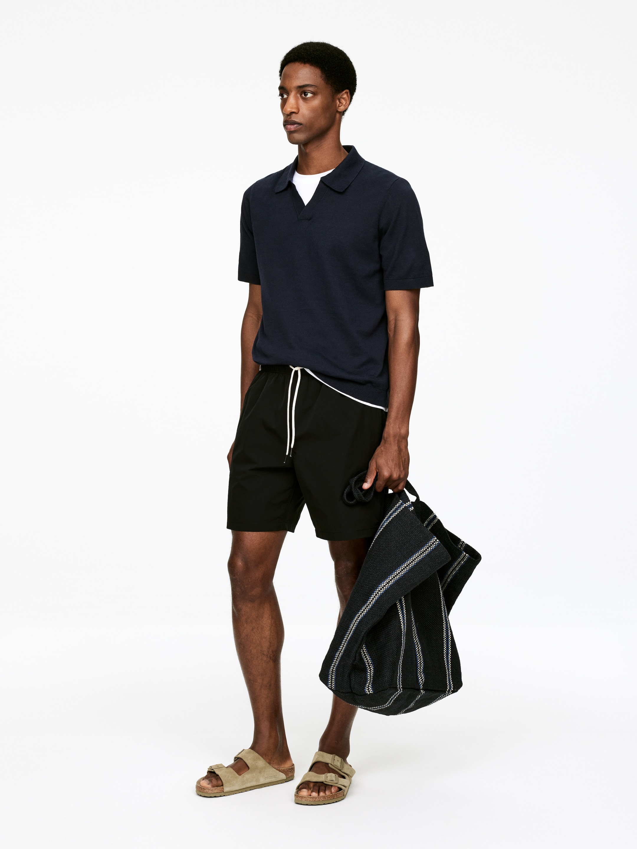Zobrazit větší obrázek: Polo tričko z bavlny a lnu - Dark Blue - MUŽI | H&M CZ 4