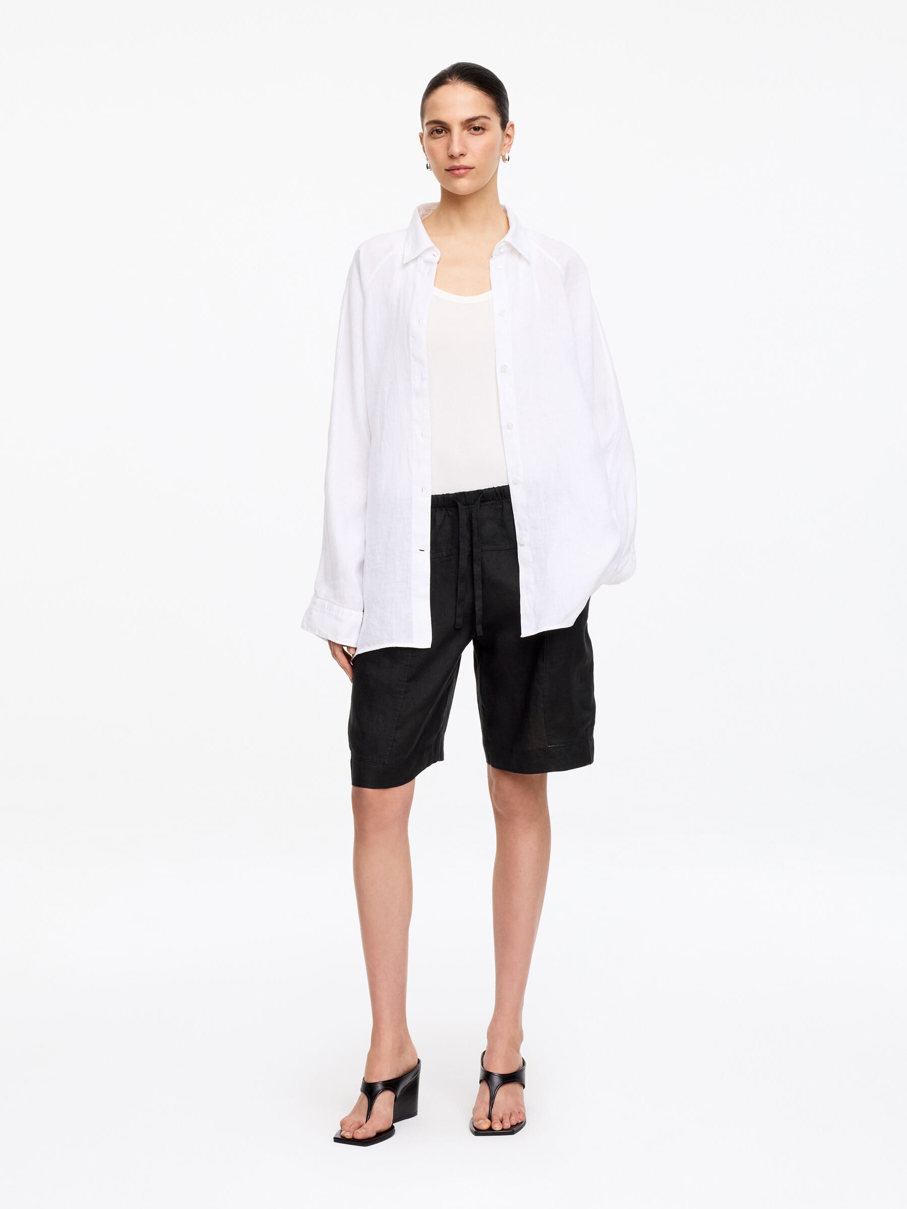 Linen Shorts-#272627-18761